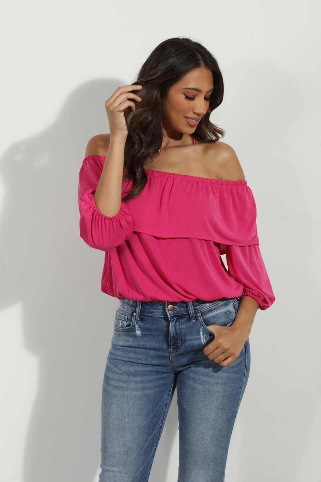 Magenta Cupro OTS Ruffle Top-FINAL SALE
