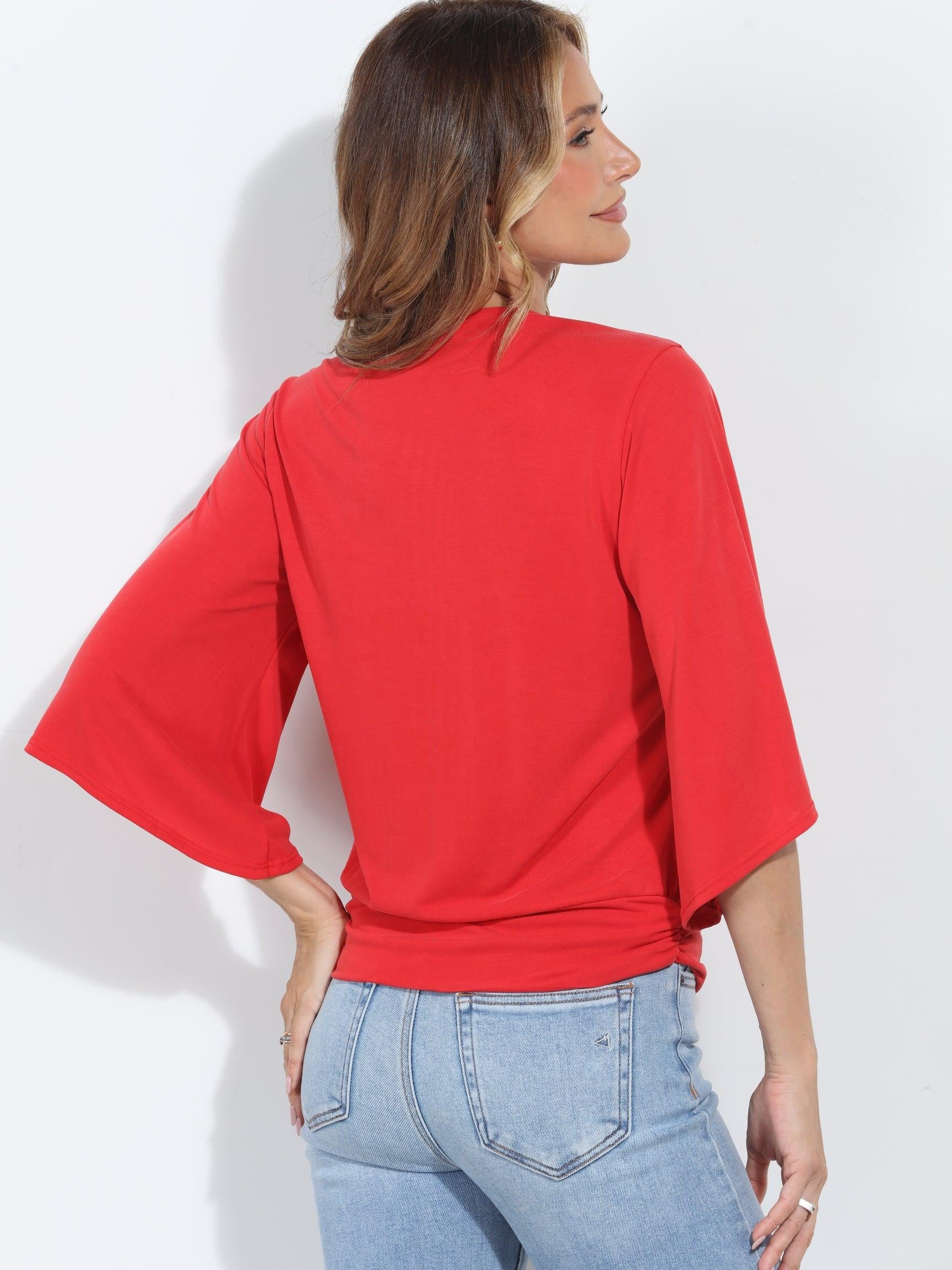 Cherry Cupro Stretch Banded Kimono Top-BEST SELLER