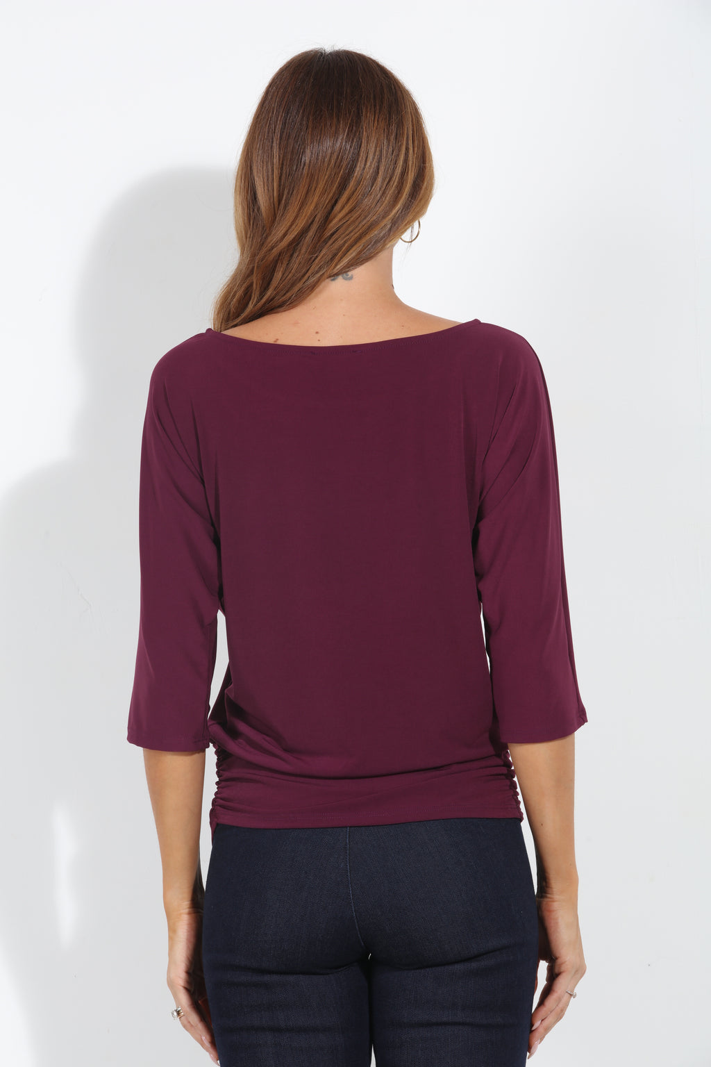 Eggplant Shirred Waist Top