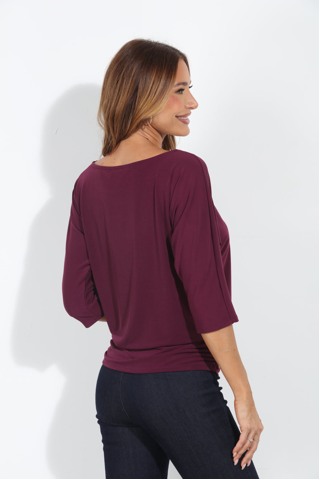 Eggplant Shirred Waist Top