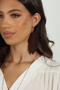 Chocolate Brown Faux Leaf Earrings-FINAL SALE