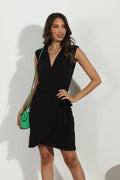 Black Faux Wrap Sleeveless Dress-BEST SELLER