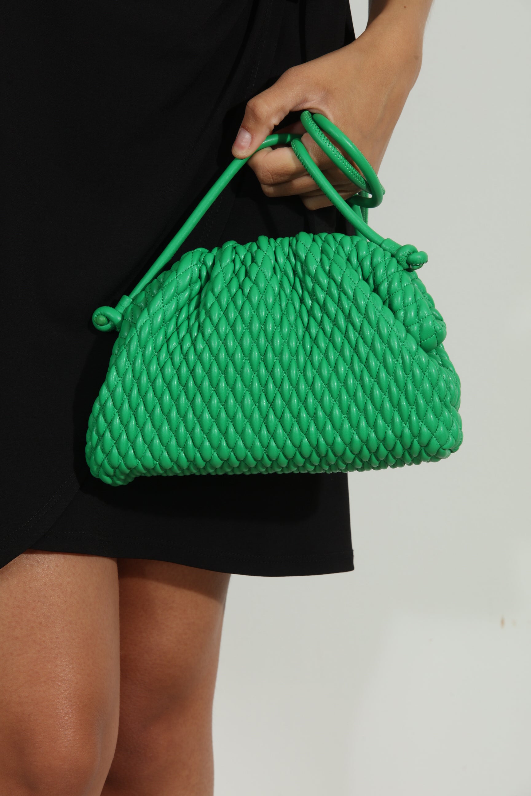 Kelly Green Woven Faux Leather Purse