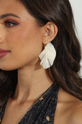 Ivory Feather Tassel Earrings - FINAL SALE