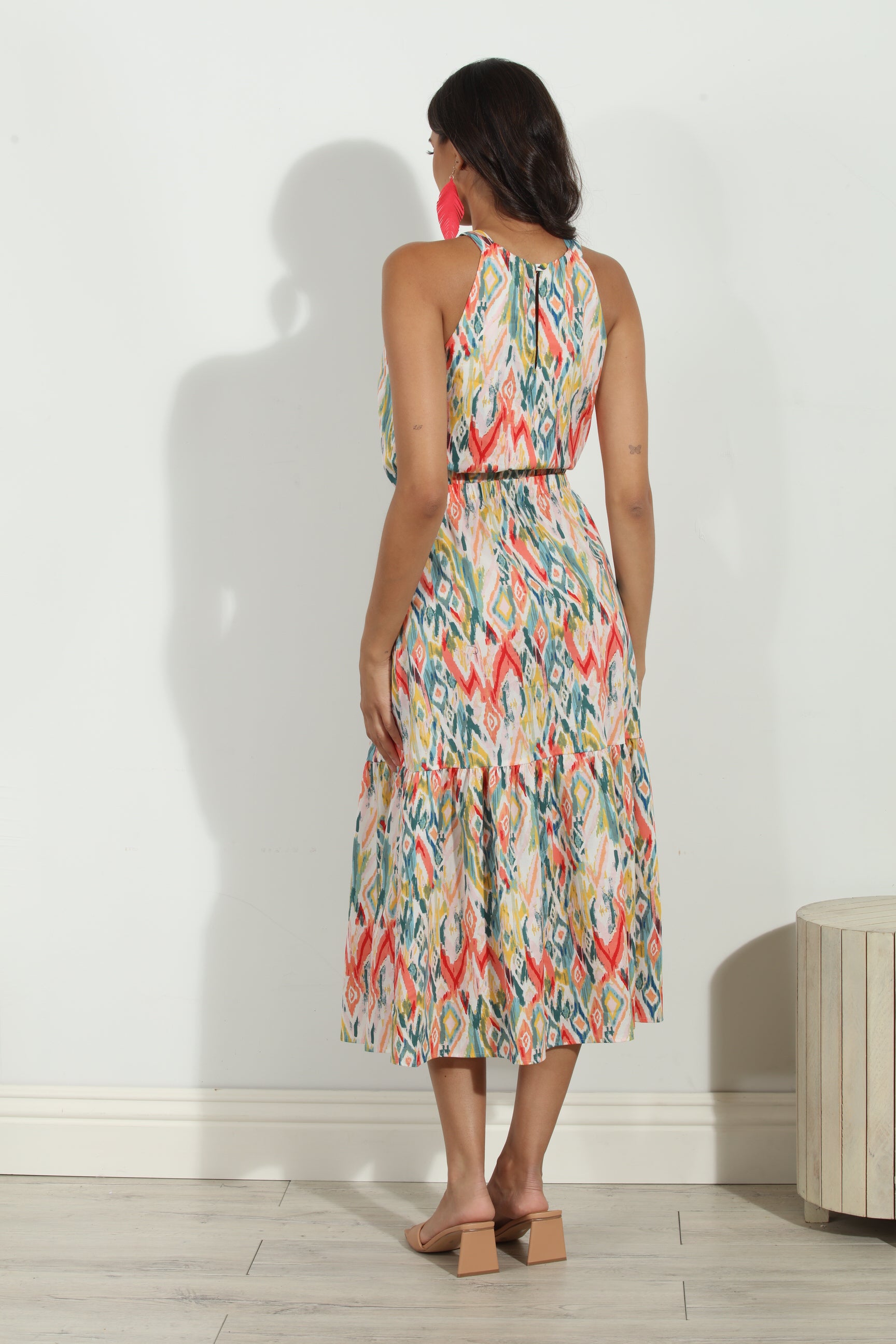 Cynda Poplin Halter Midi Dress-FINAL SALE