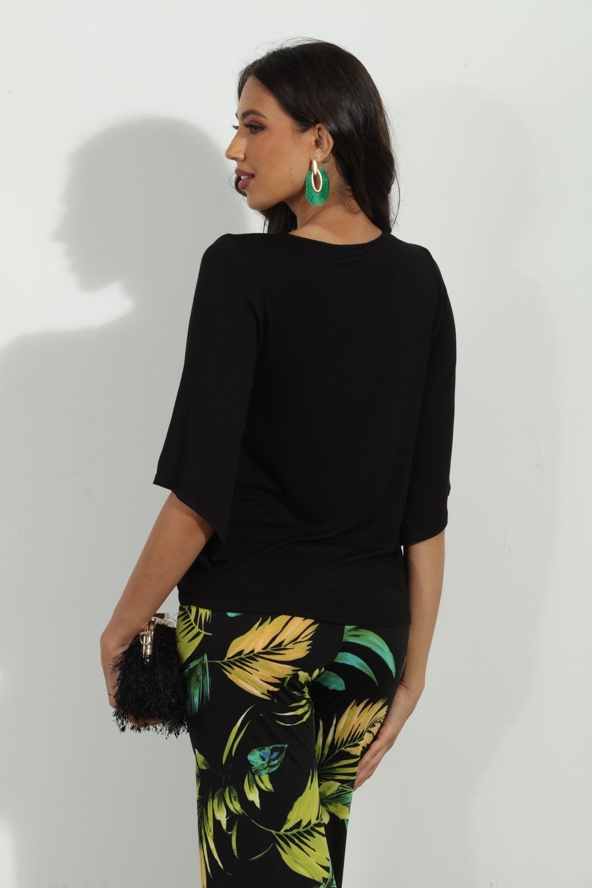 Black Jersey Bell Sleeve Top-BEST SELLER