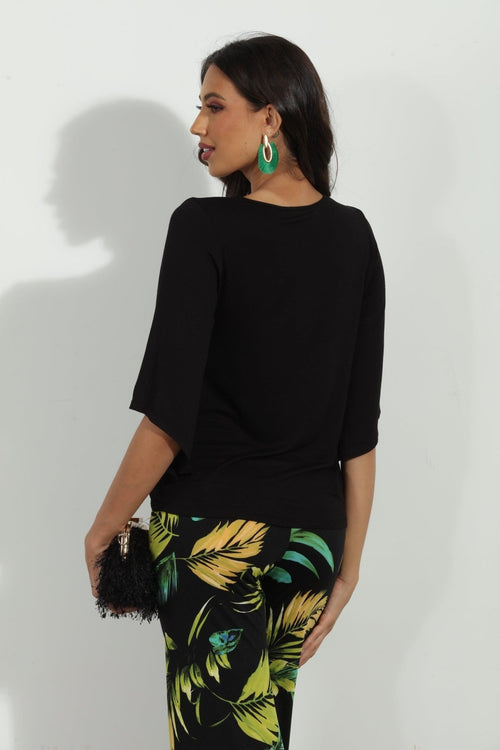 Black Jersey Bell Sleeve Top-BEST SELLER