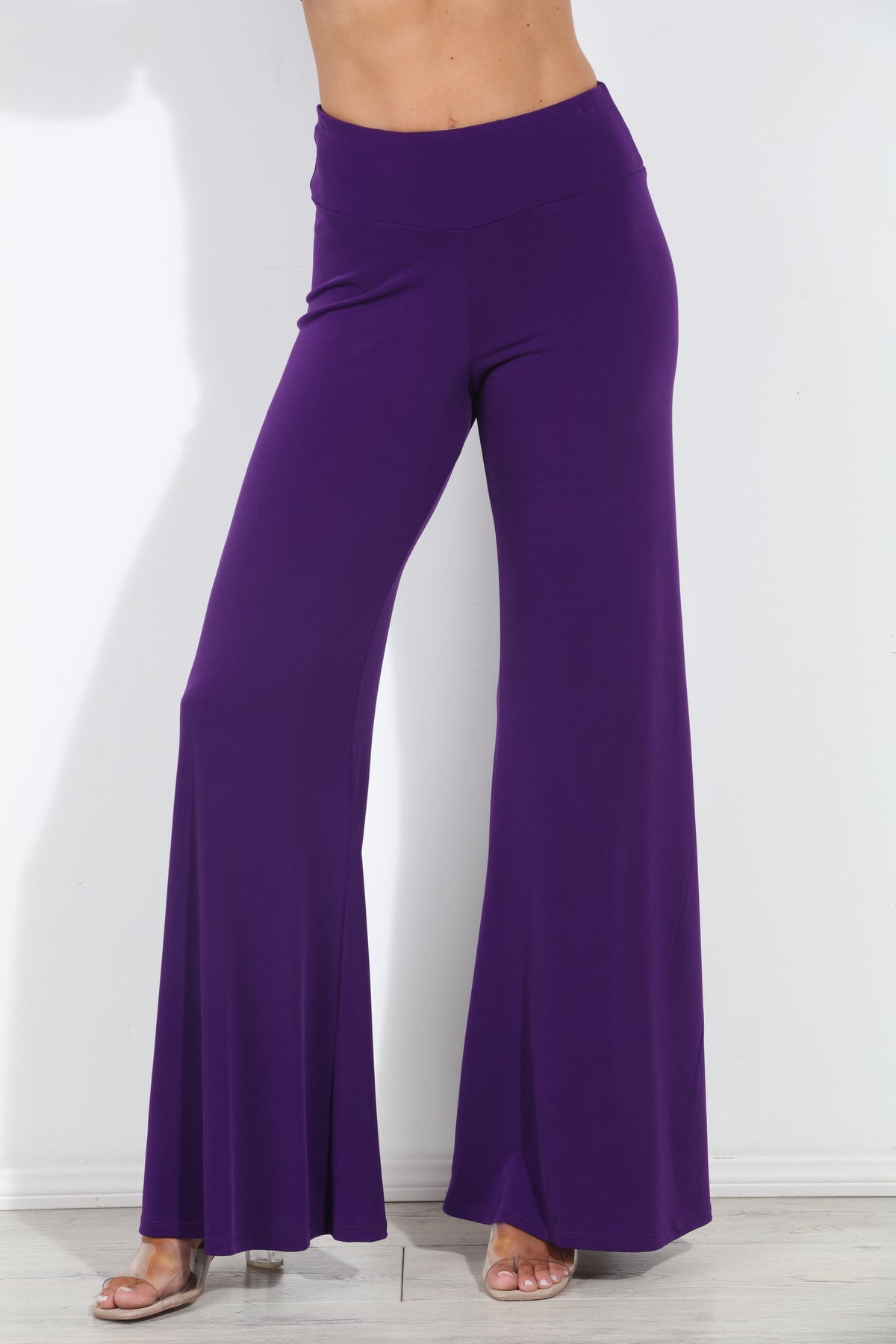 Purple Stretch Wide Leg Pants-BEST SELLER