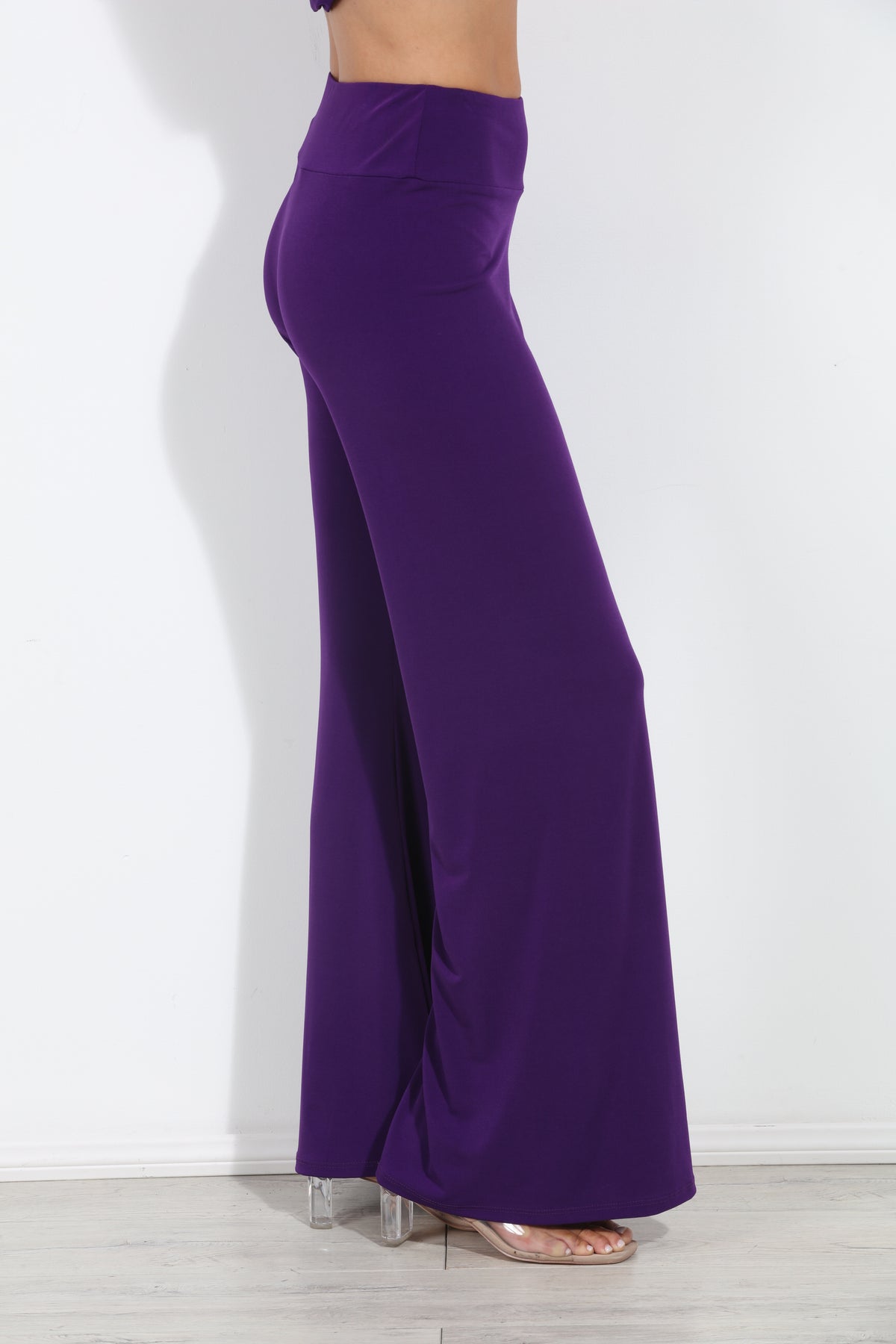 Purple Stretch Wide Leg Pants-BEST SELLER