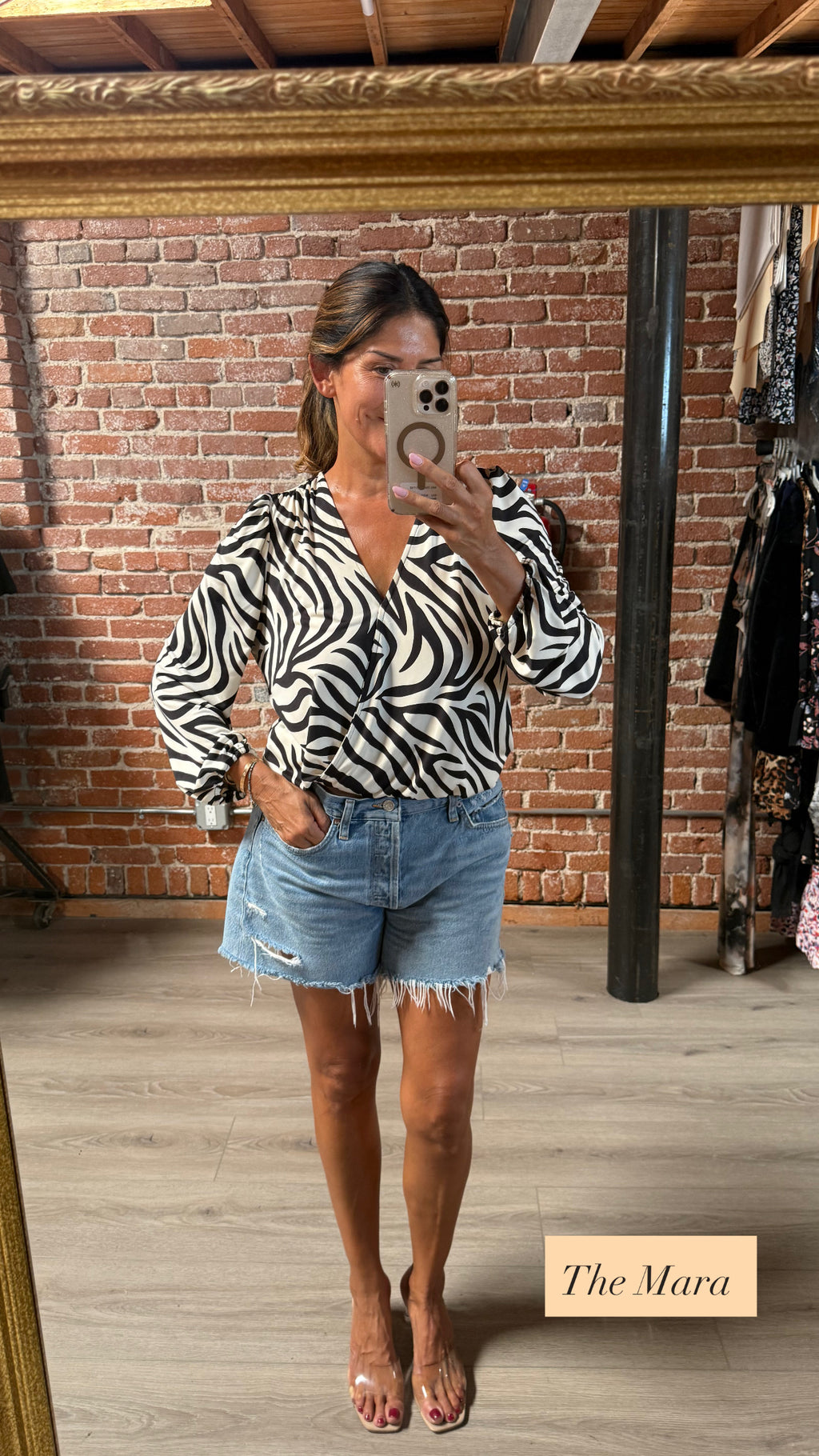 Mara Zebra Cropped Surplice Top