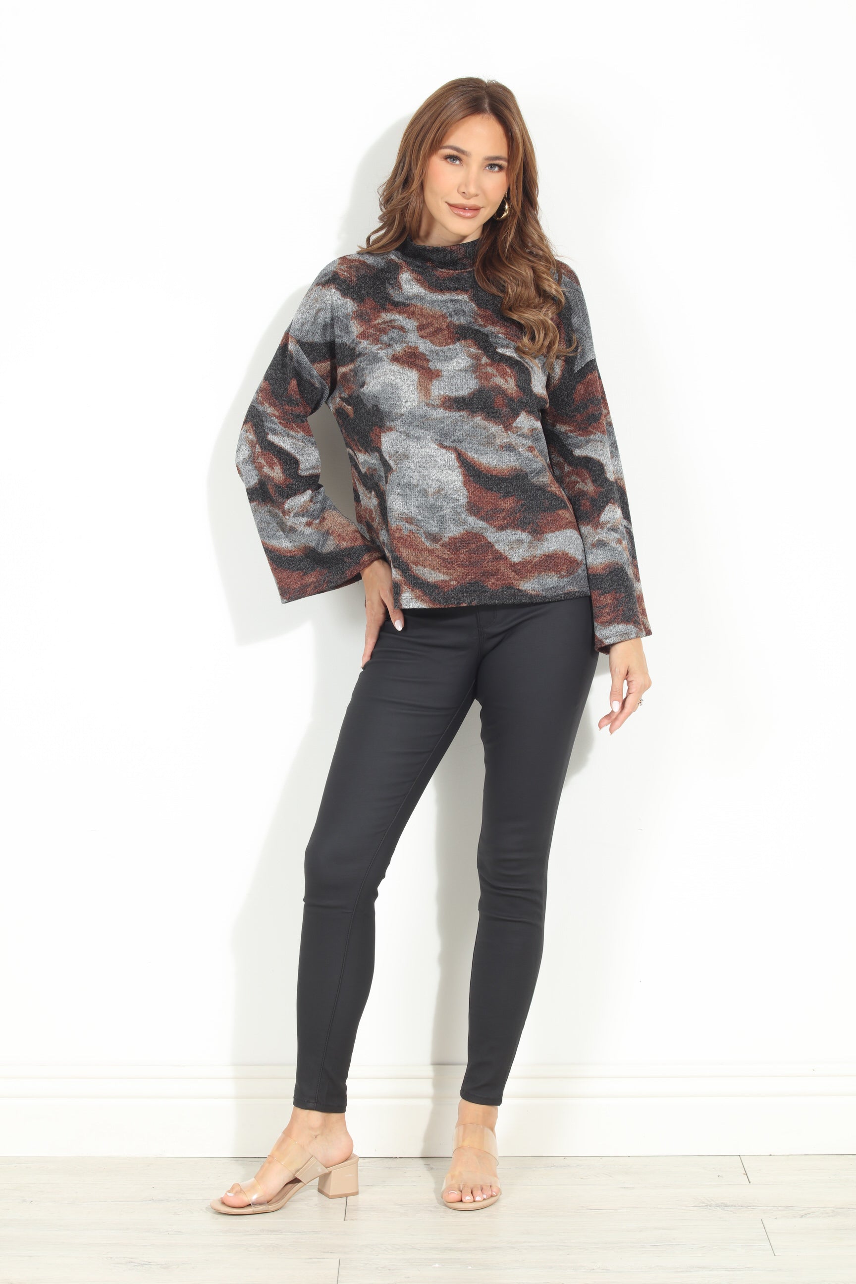 Sierra Hacci Mock Neck Knit Top-FINAL SALE
