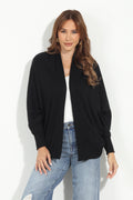 Black Cashmere Knit Draped Cardigan