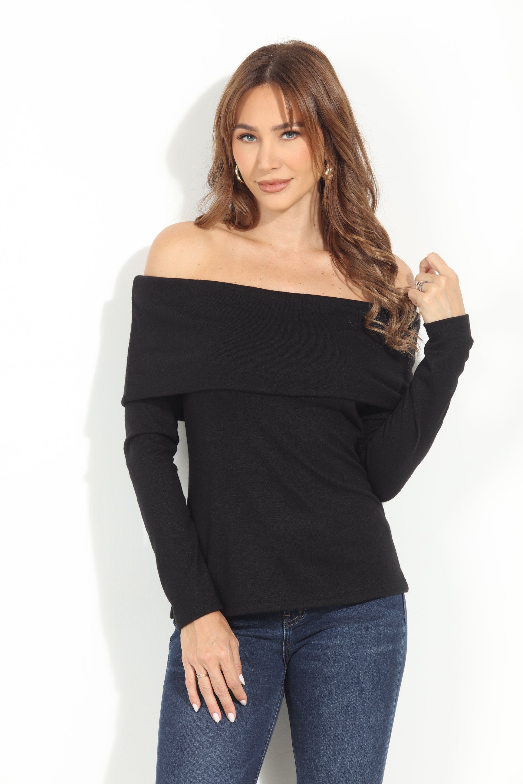Black Cashmere OTS Knit Top