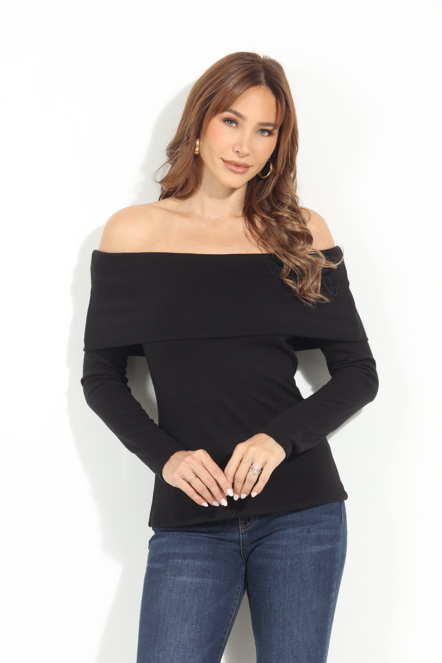 Black Cashmere OTS Knit Top
