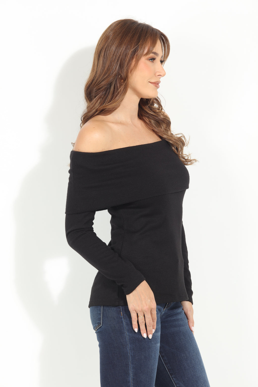 Black Cashmere OTS Knit Top