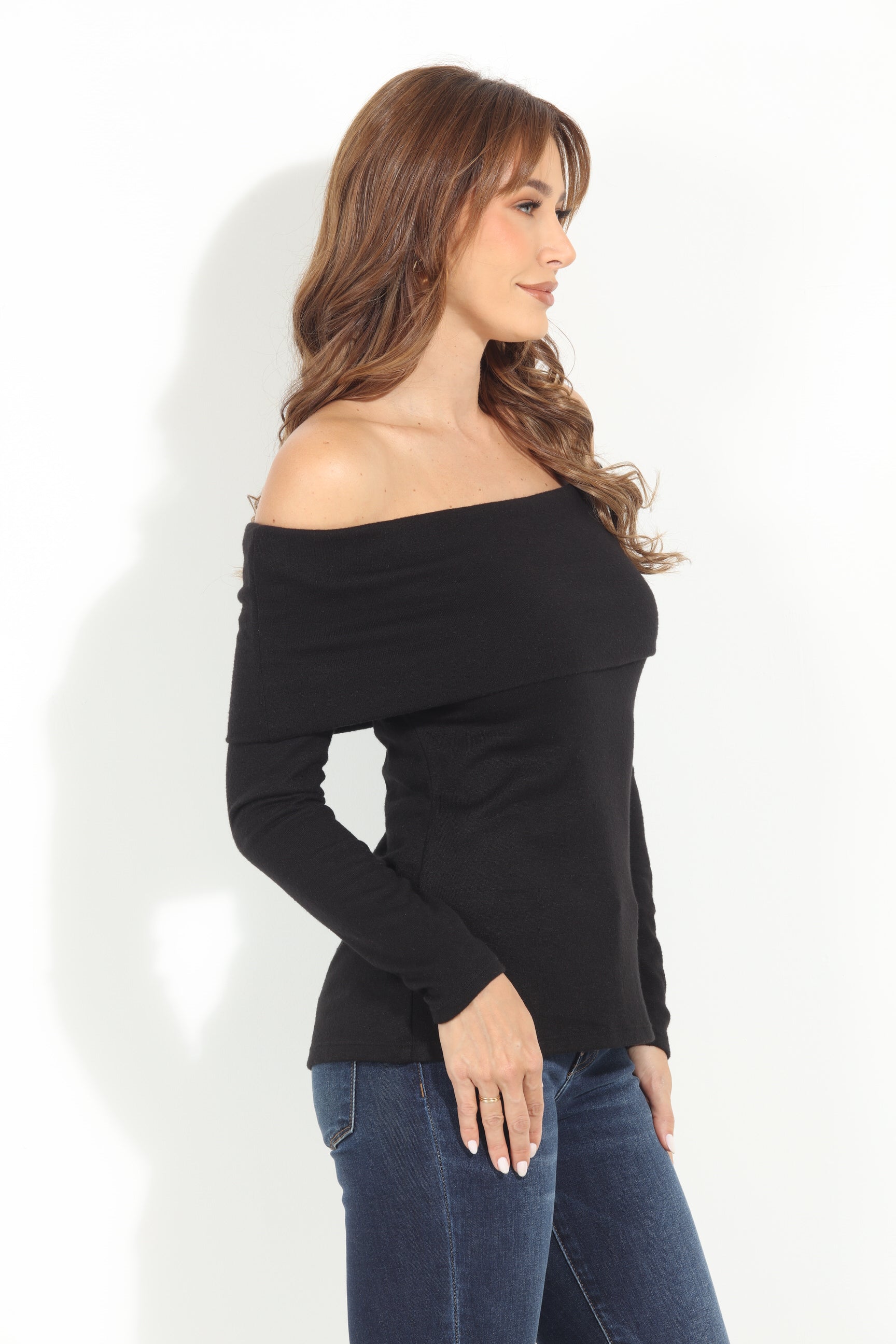 Black Cashmere OTS Knit Top