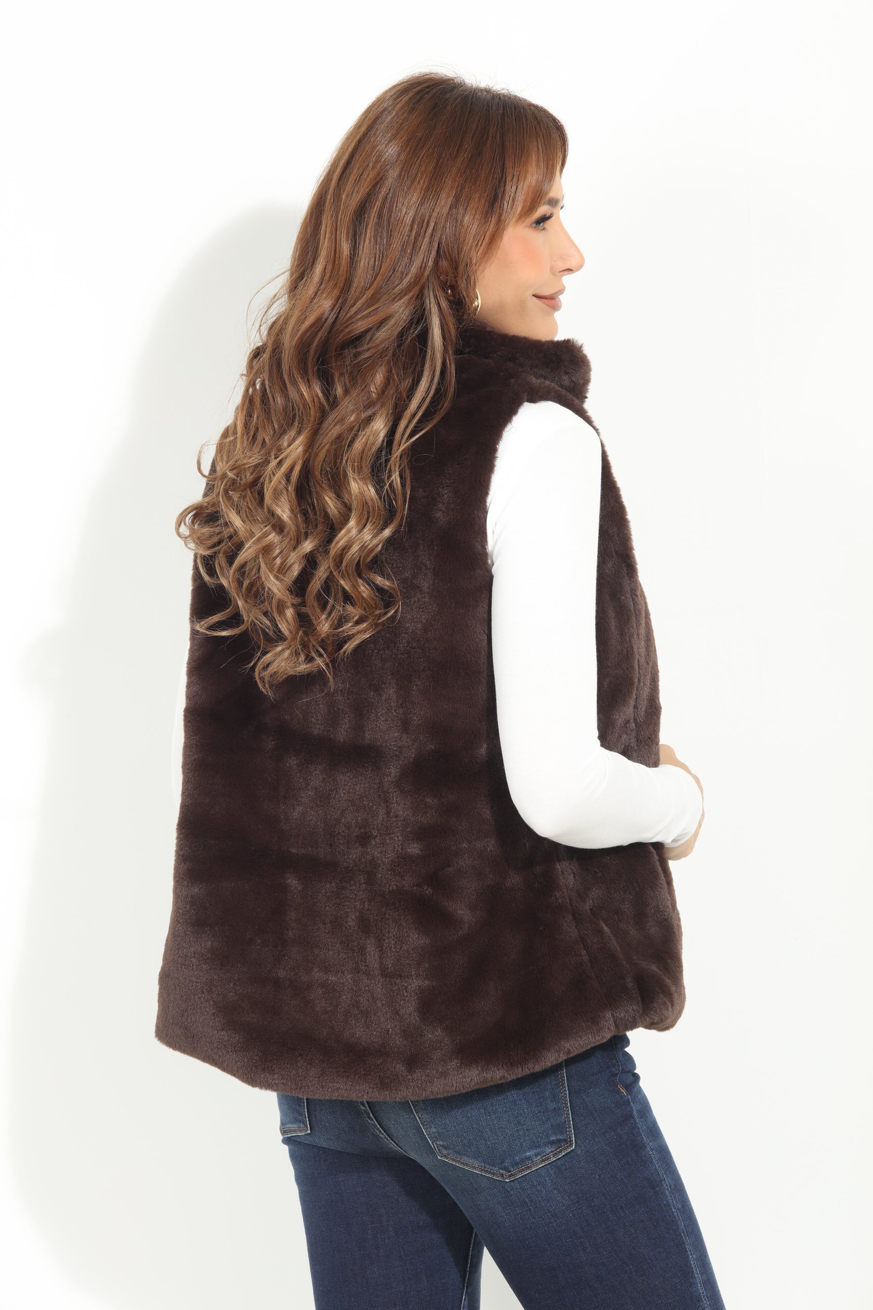 Dark Brown Faux Fur Vest