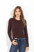 Brown Lined Crew Neck Top-BEST SELLER
