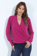 Berry Cupro Draped Surplice Top-BEST SELLER