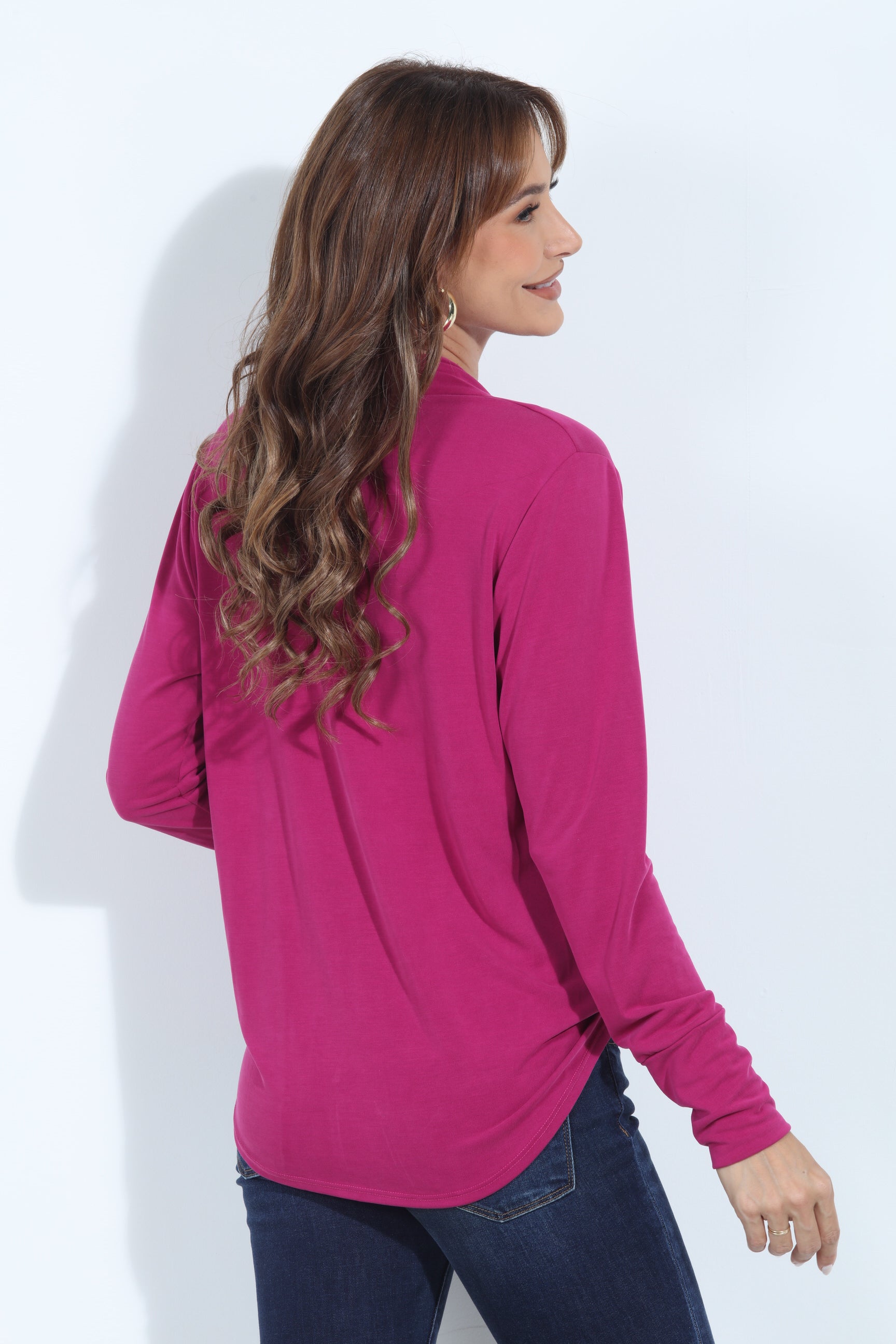 Berry Cupro Draped Surplice Top-BEST SELLER