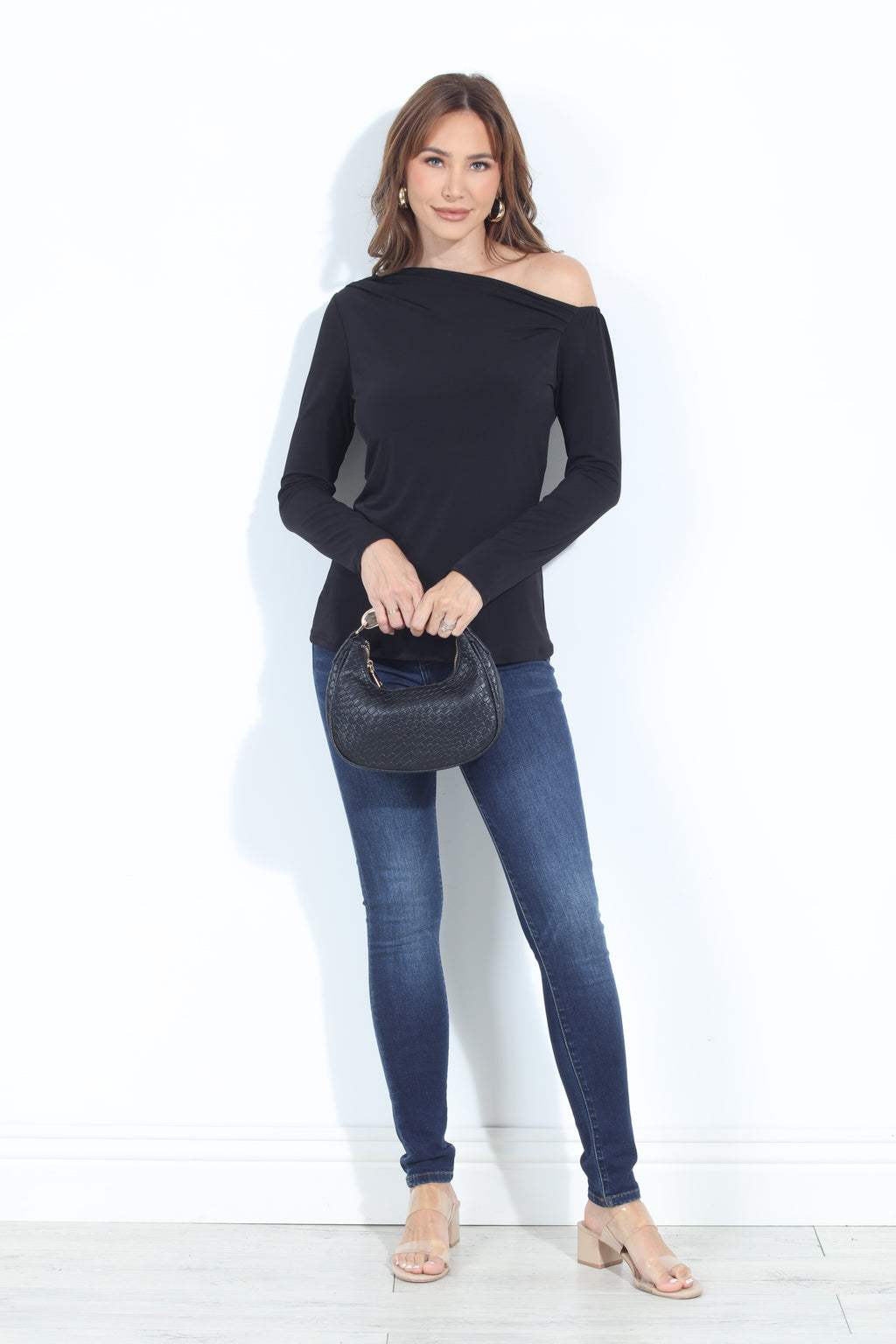 Black Asymmetrical Long Sleeve Top-BEST SELLER