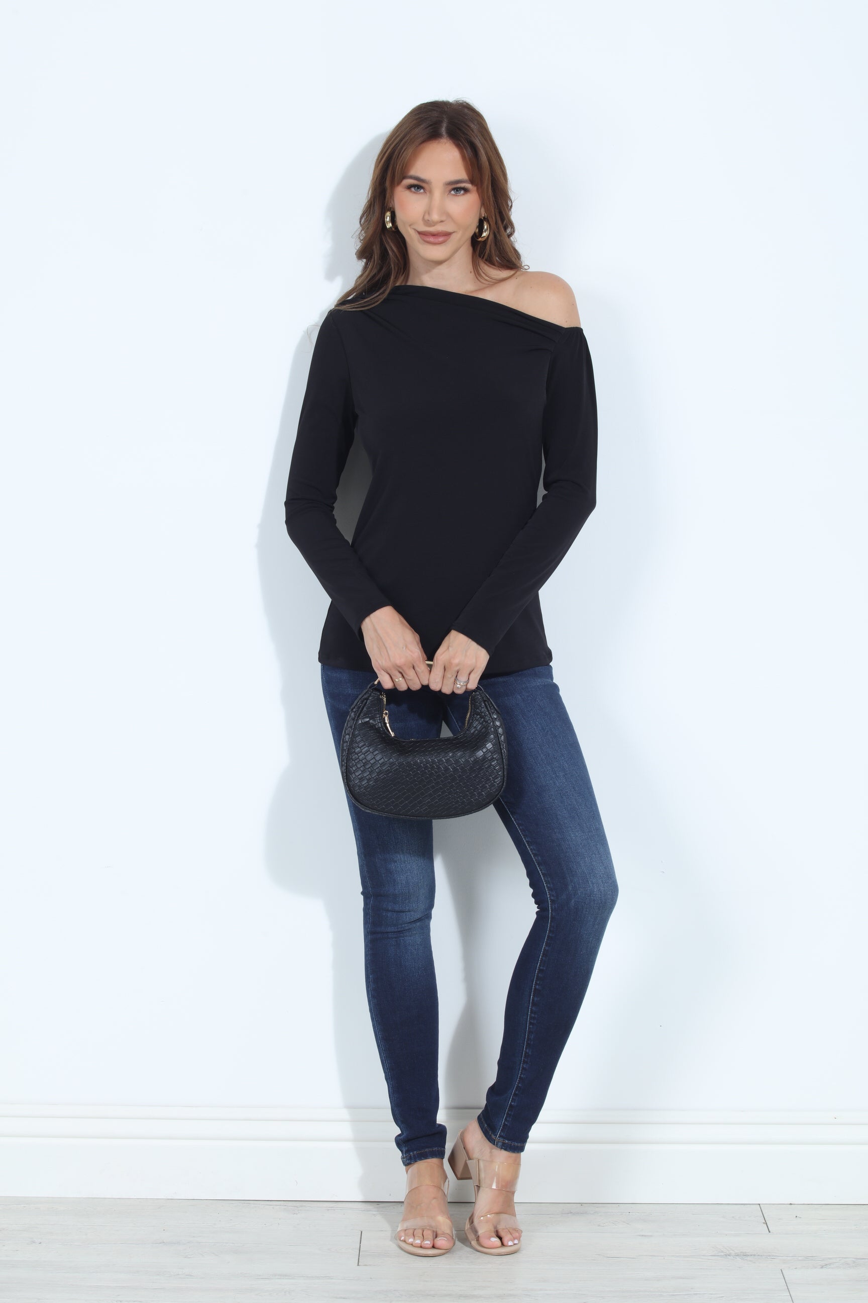 Black Asymmetrical Long Sleeve Top-BEST SELLER