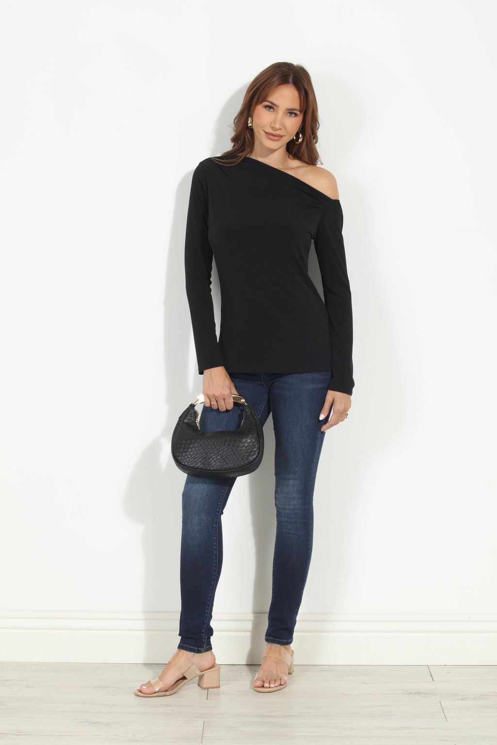 Black Asymmetrical Long Sleeve Top-BEST SELLER