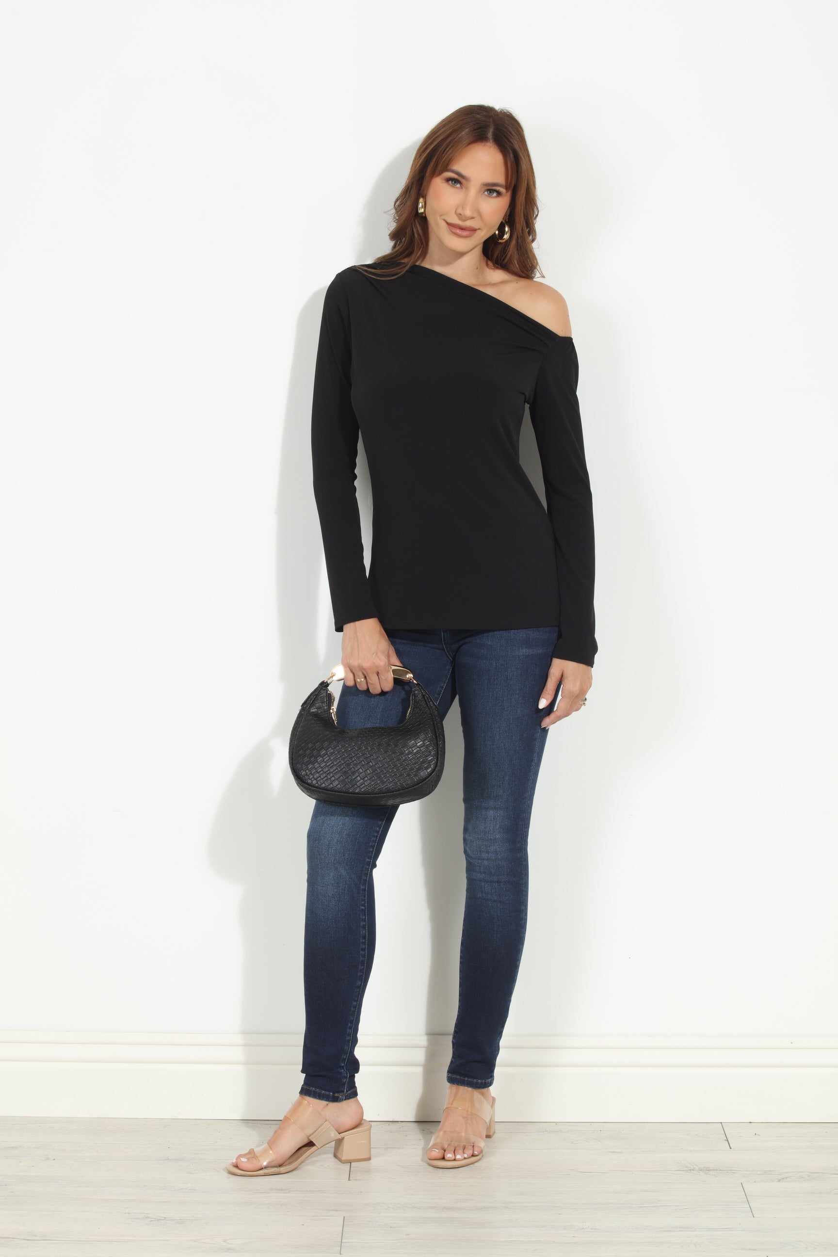 Black Asymmetrical Long Sleeve Top-BEST SELLER