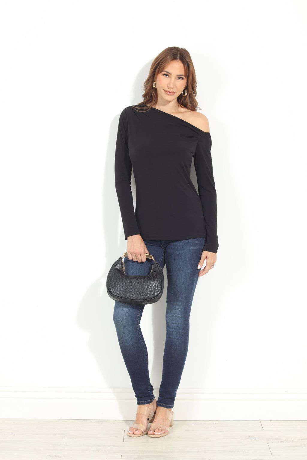 Black Asymmetrical Long Sleeve Top-BEST SELLER