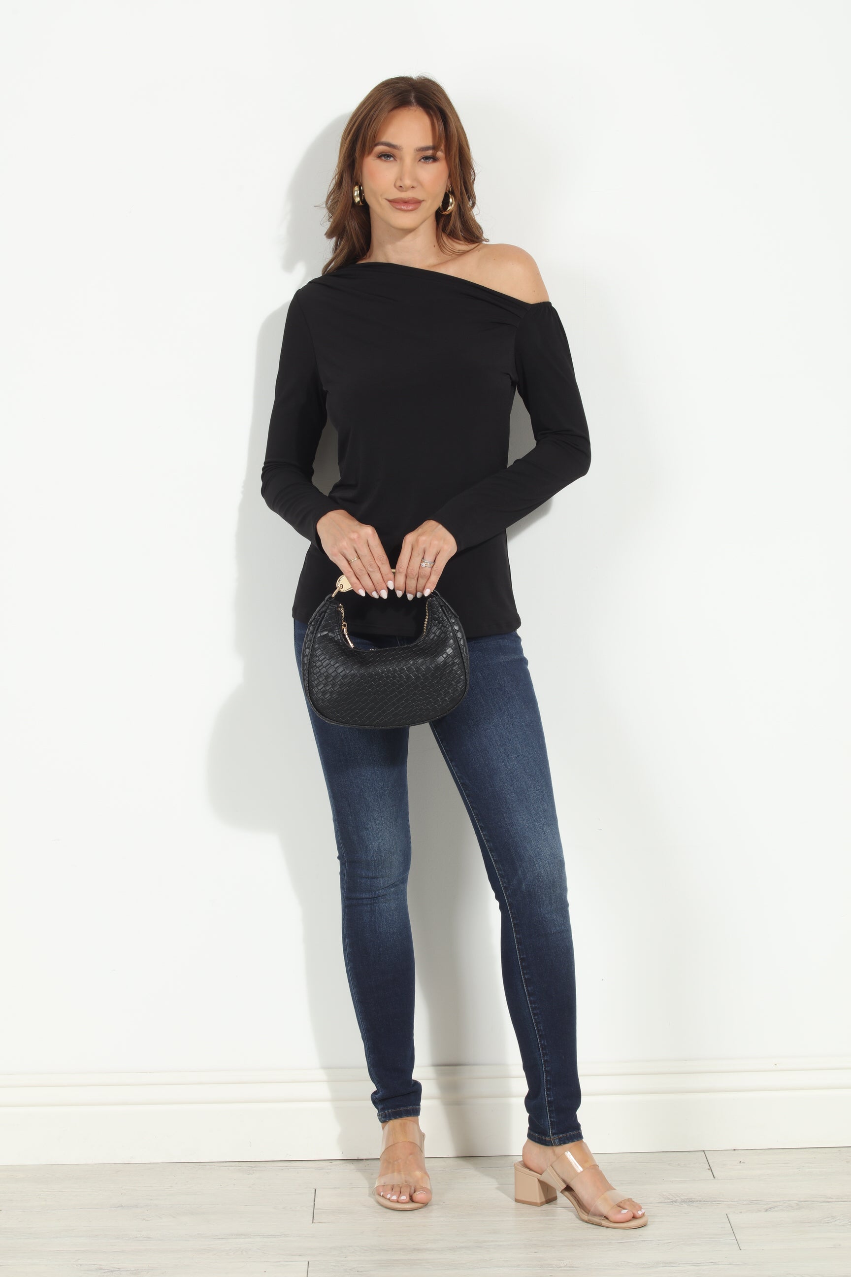 Black Asymmetrical Long Sleeve Top-BEST SELLER