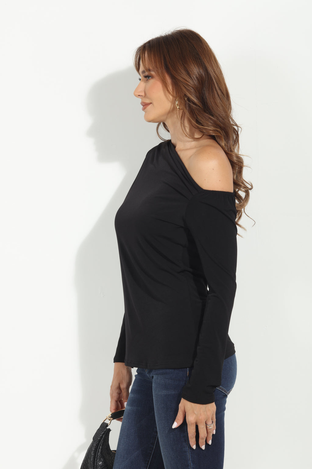 Black Asymmetrical Long Sleeve Top-BEST SELLER