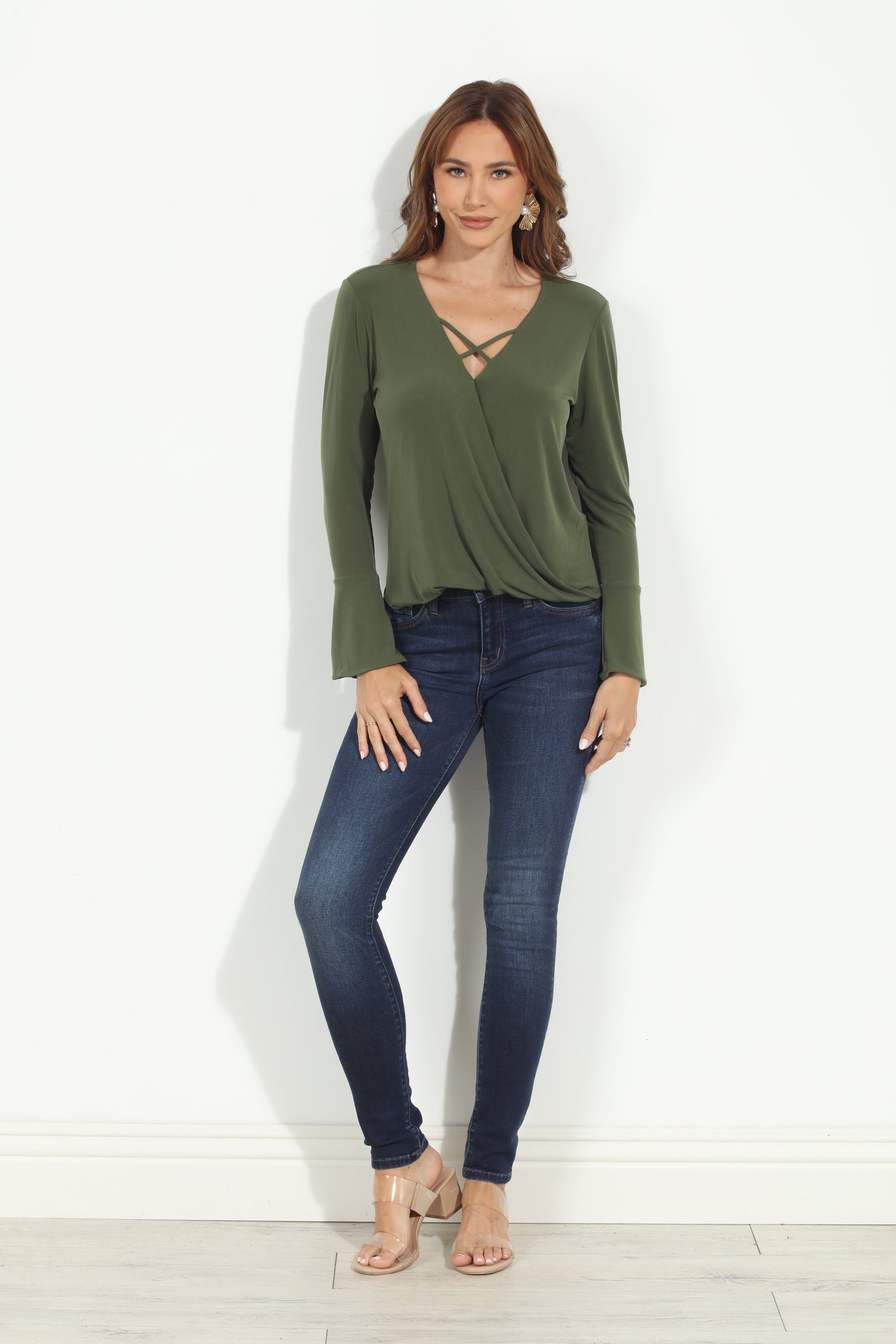 Olive ITY Surplice X Top-FINAL SALE