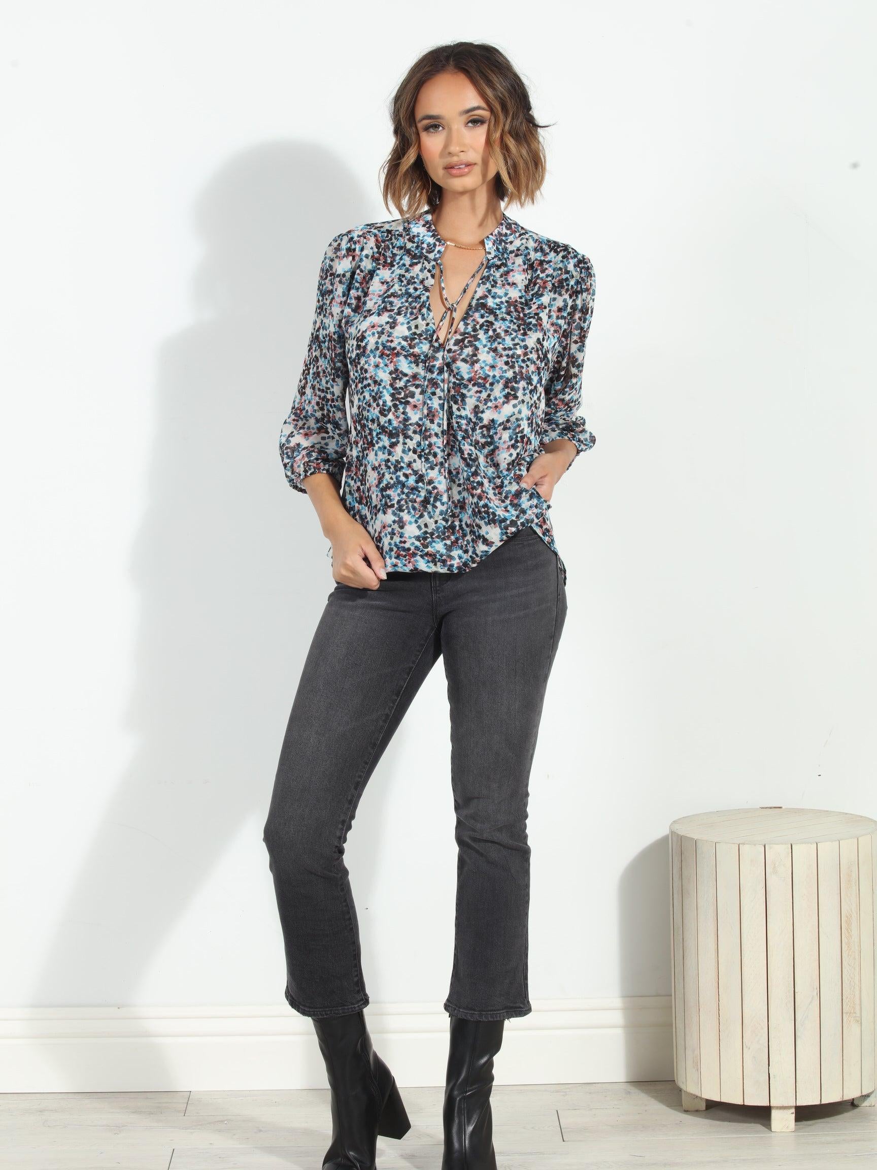 Lucila 3/4 Sleeve Surplice Blouse-FINAL SALE