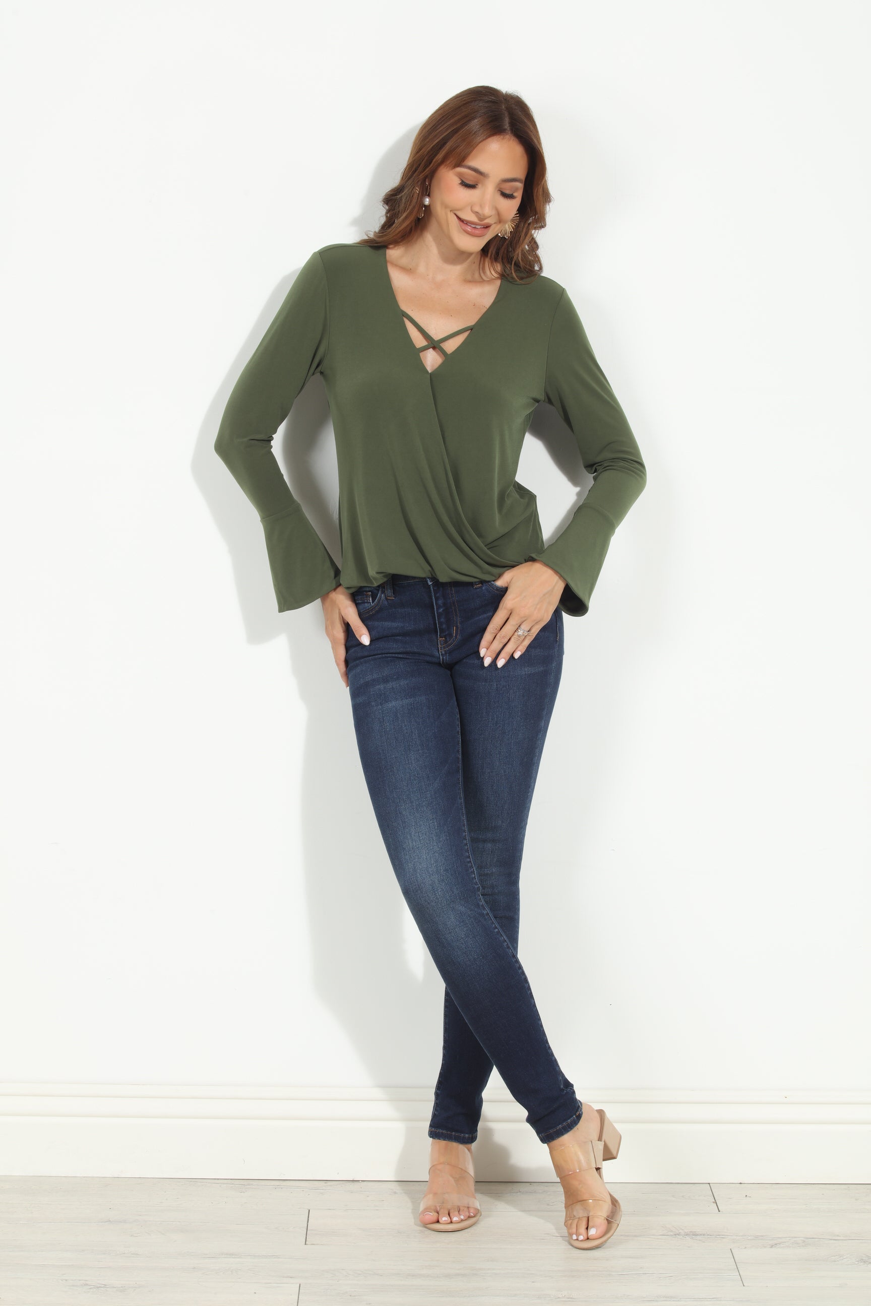 Olive ITY Surplice X Top-FINAL SALE