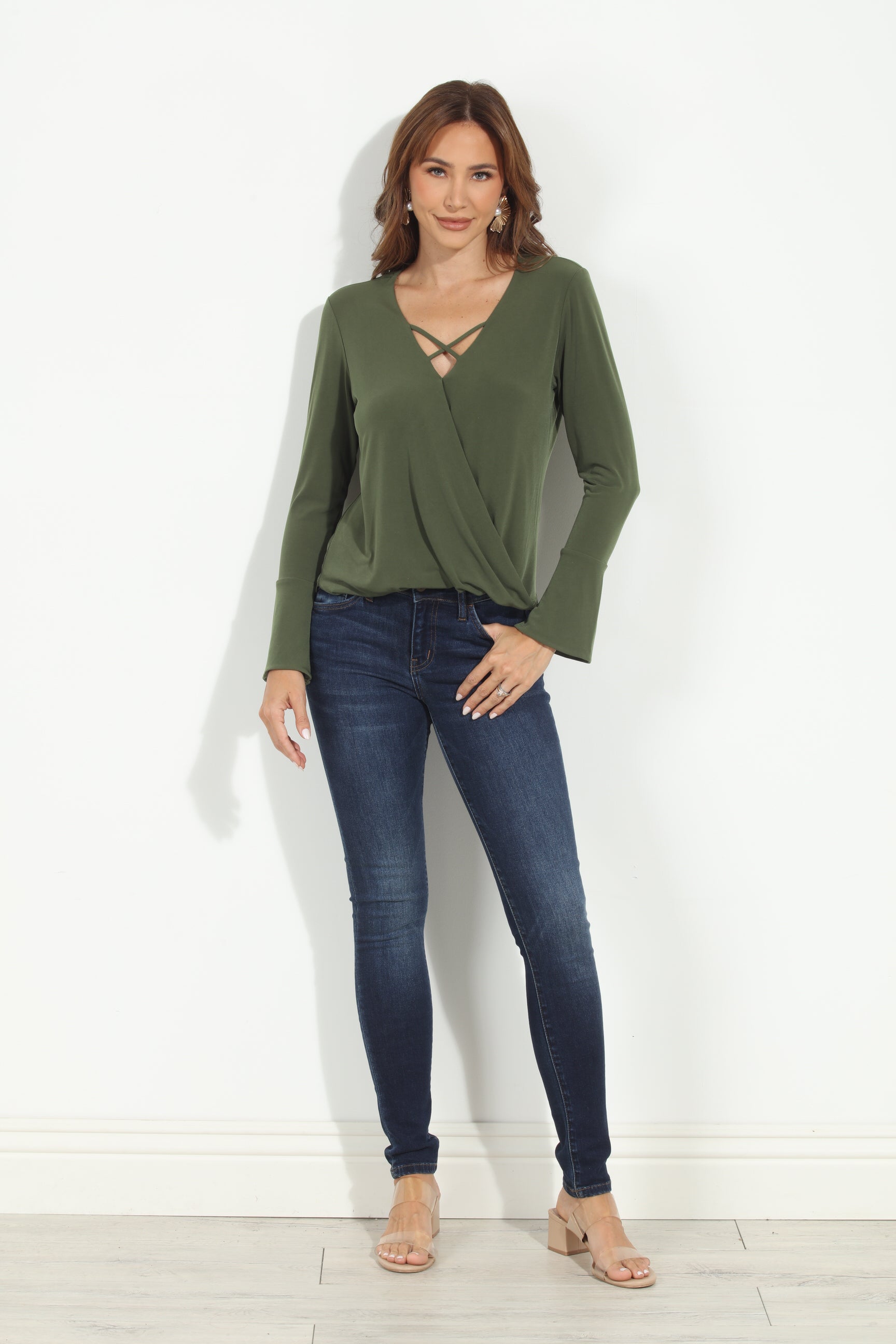 Olive ITY Surplice X Top-FINAL SALE