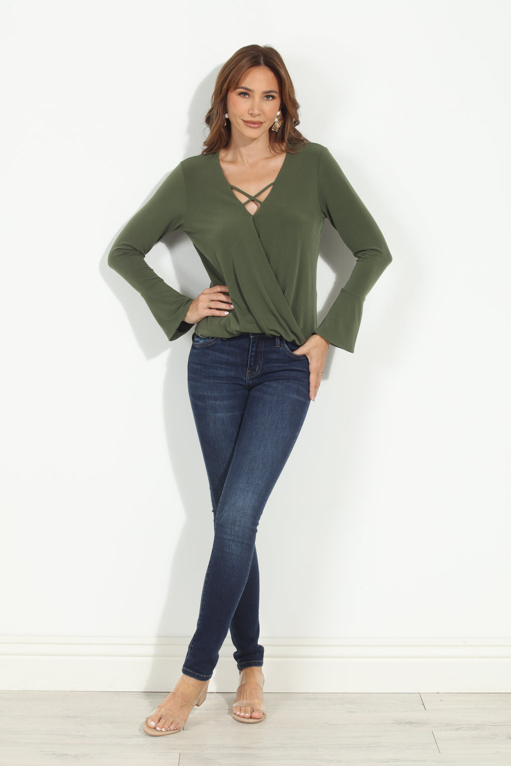 Olive ITY Surplice X Top-FINAL SALE