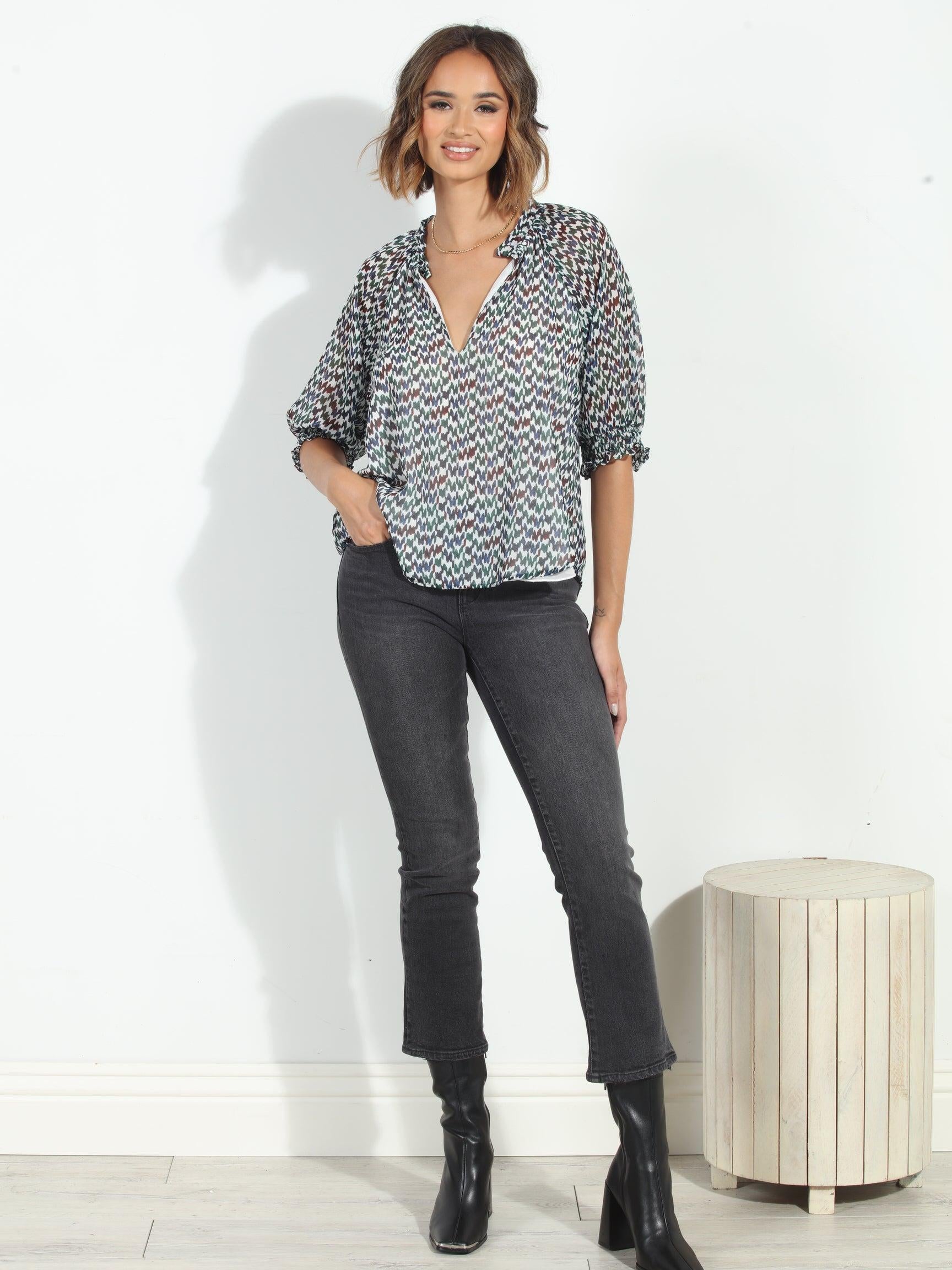 Prago Split Neck Blouse-FINAL SALE