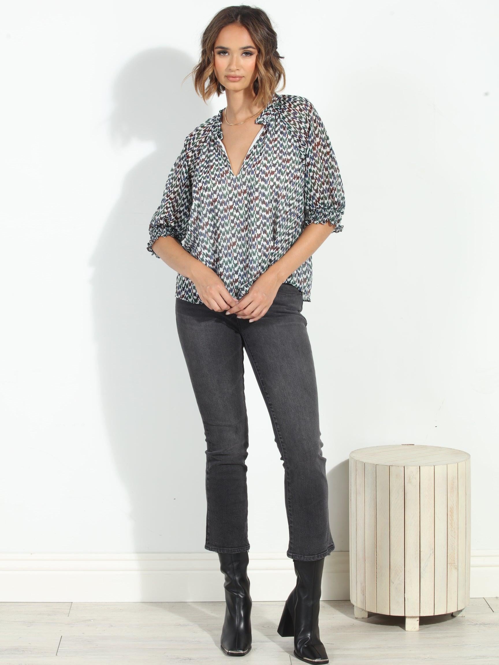 Prago Split Neck Blouse-FINAL SALE