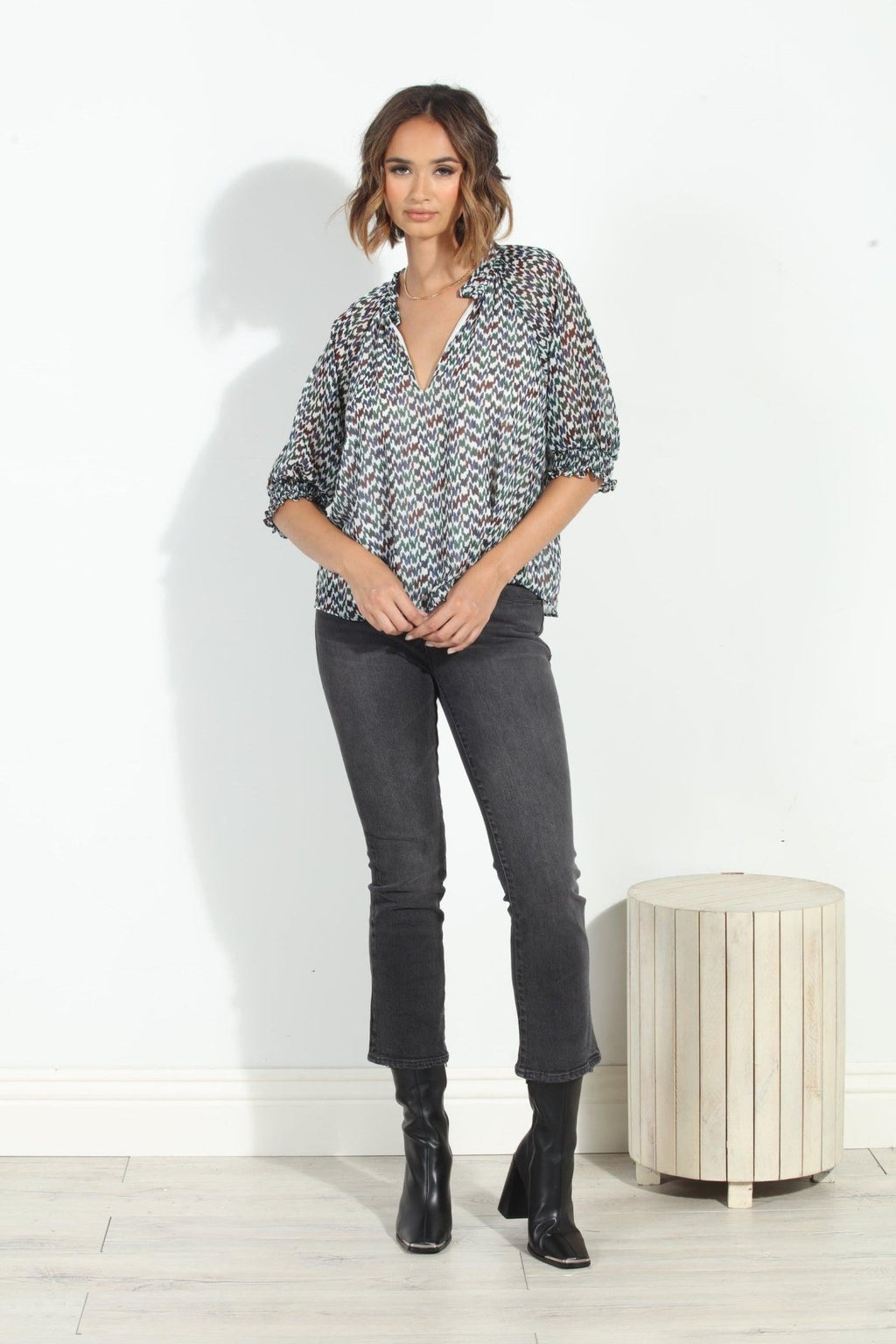 Prago Split Neck Blouse-FINAL SALE