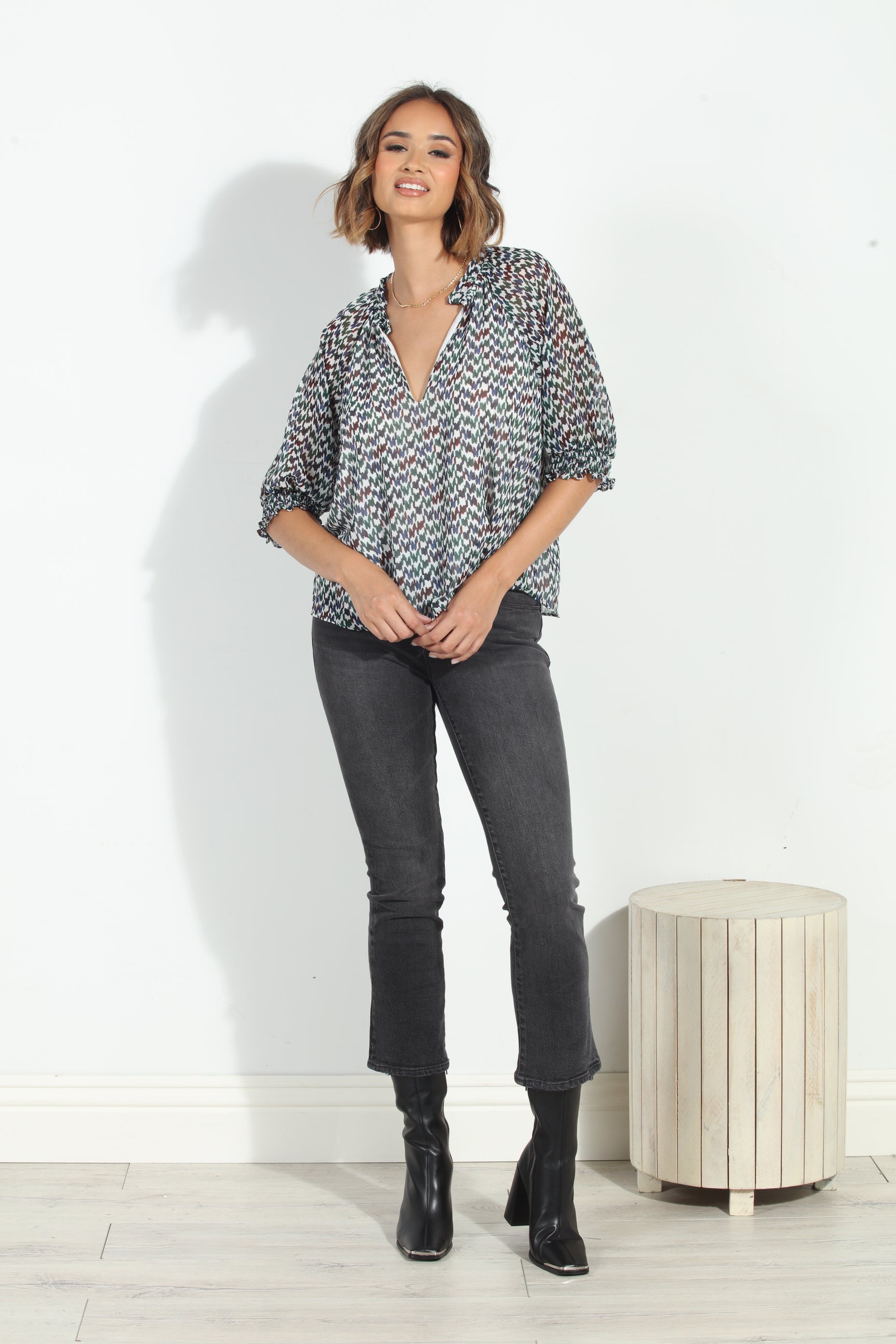 Prago Split Neck Blouse-FINAL SALE