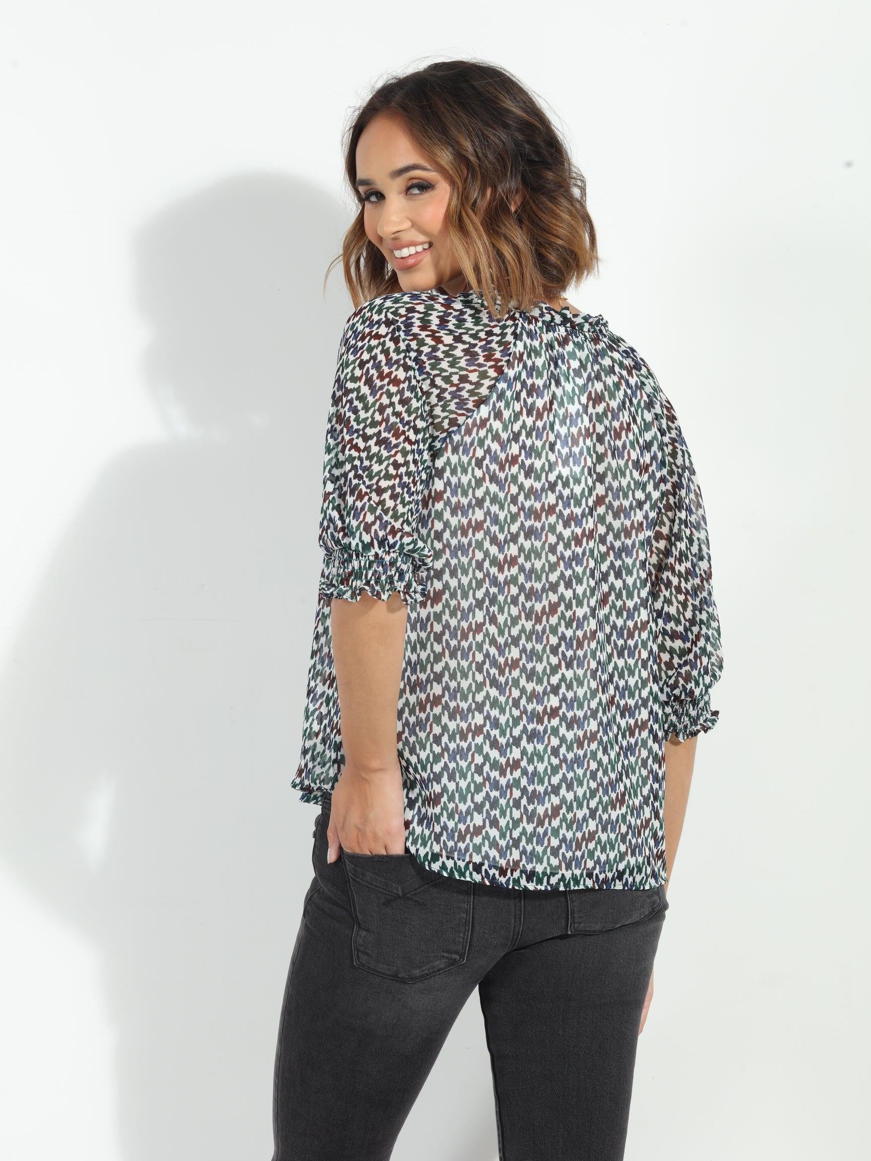 Prago Split Neck Blouse-FINAL SALE