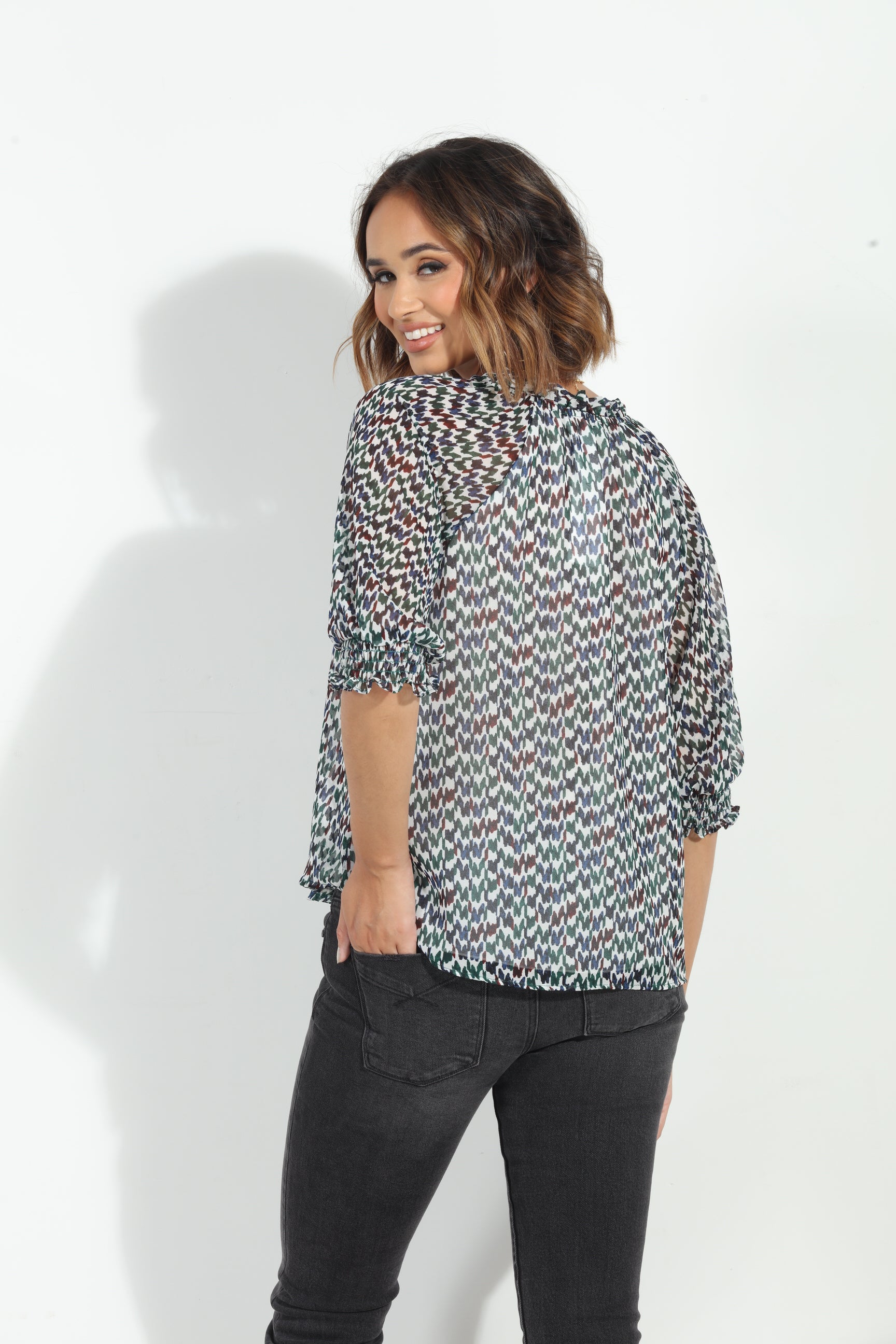 Prago Split Neck Blouse-FINAL SALE