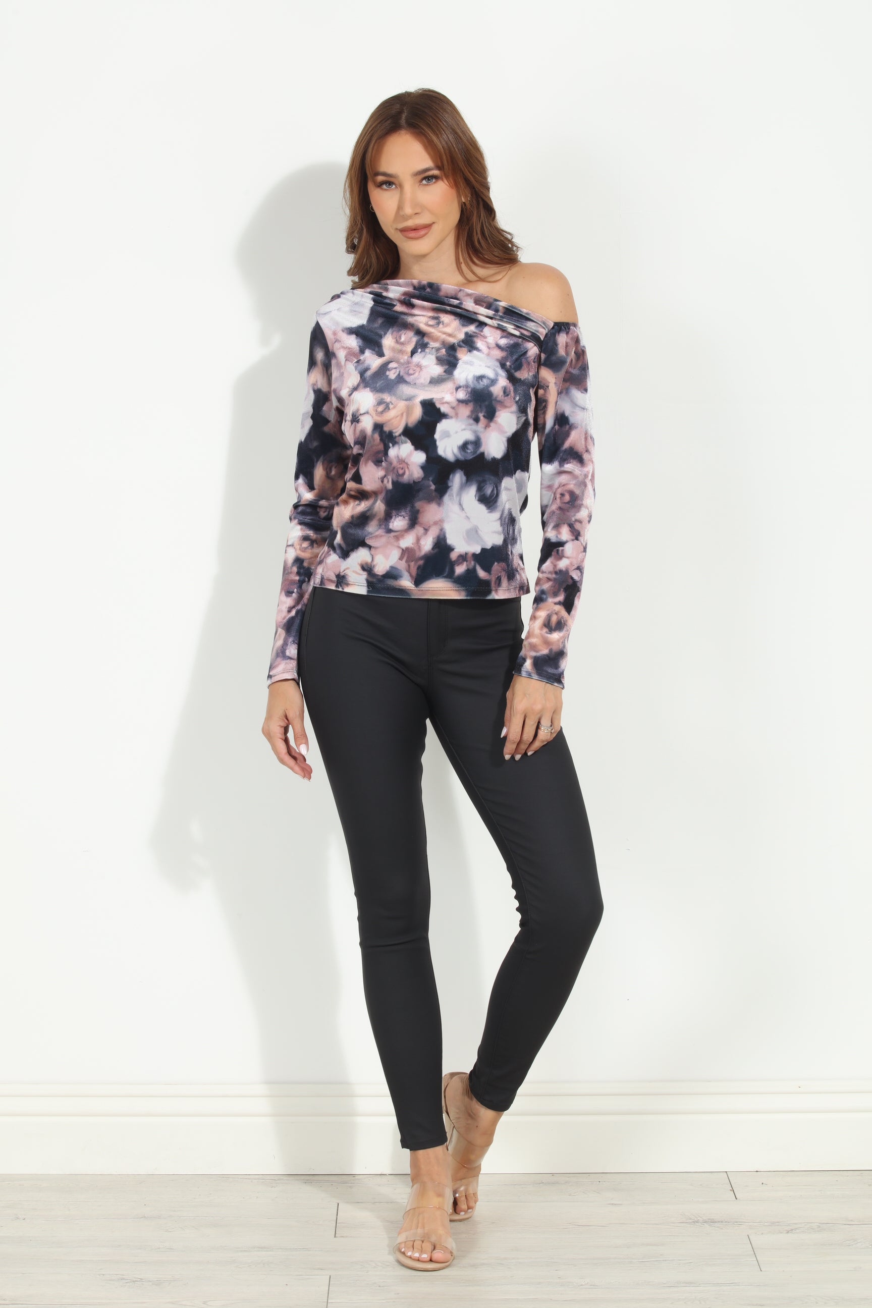 Rosalinda Velvet Asymmetrical Long Sleeve Top-BEST SELLER