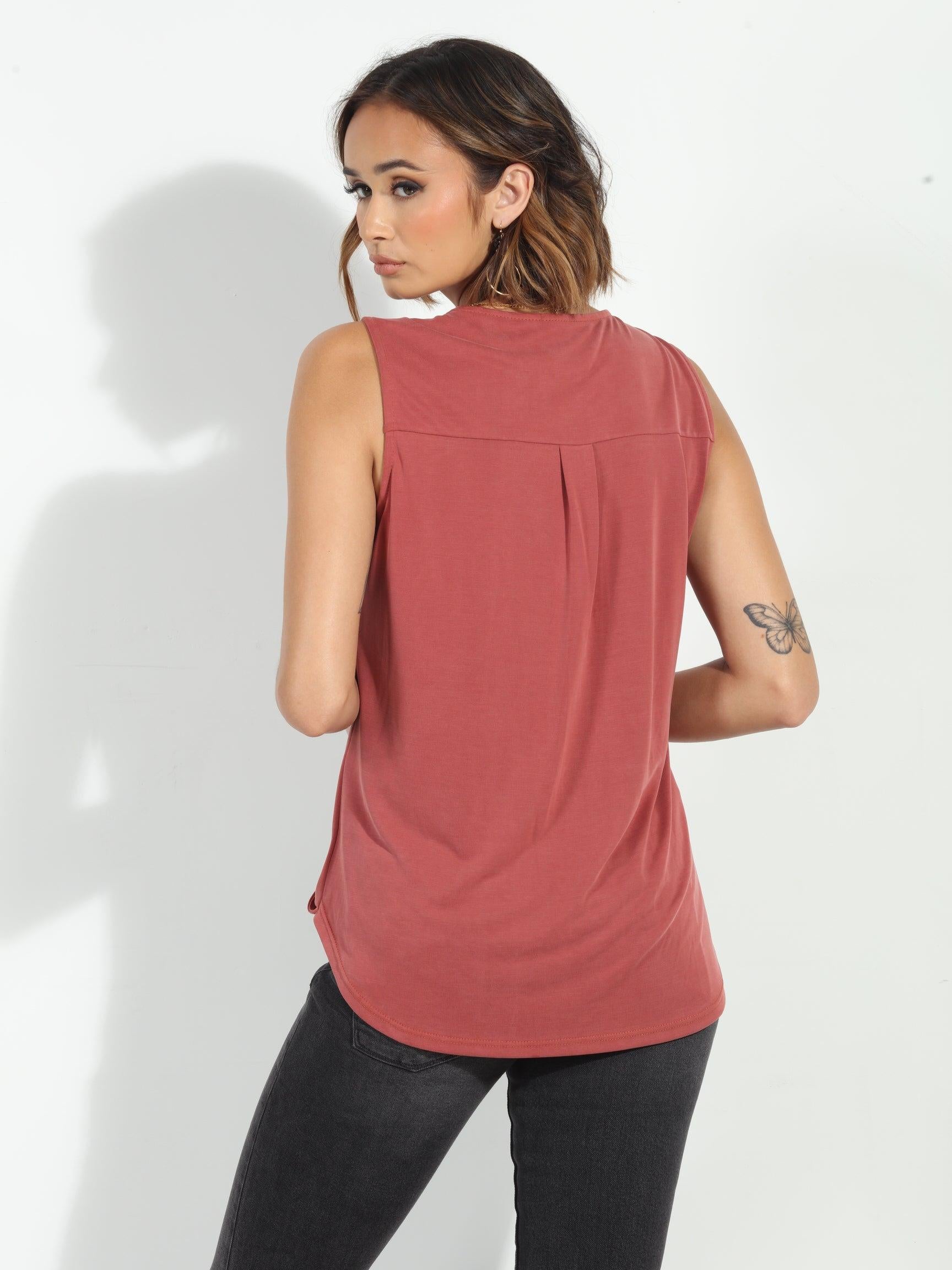 The Everyday Cupro Surplice Tank - Sangria