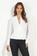 Ivory Cupro Draped Surplice Top-BEST SELLER