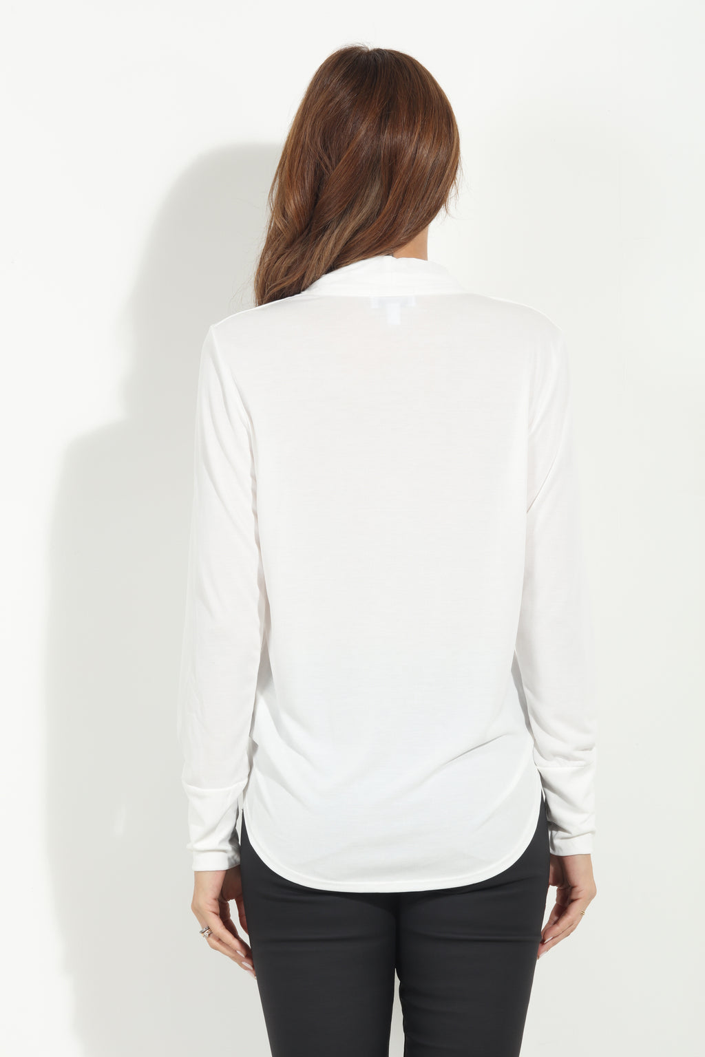 Ivory Cupro Draped Surplice Top-BEST SELLER