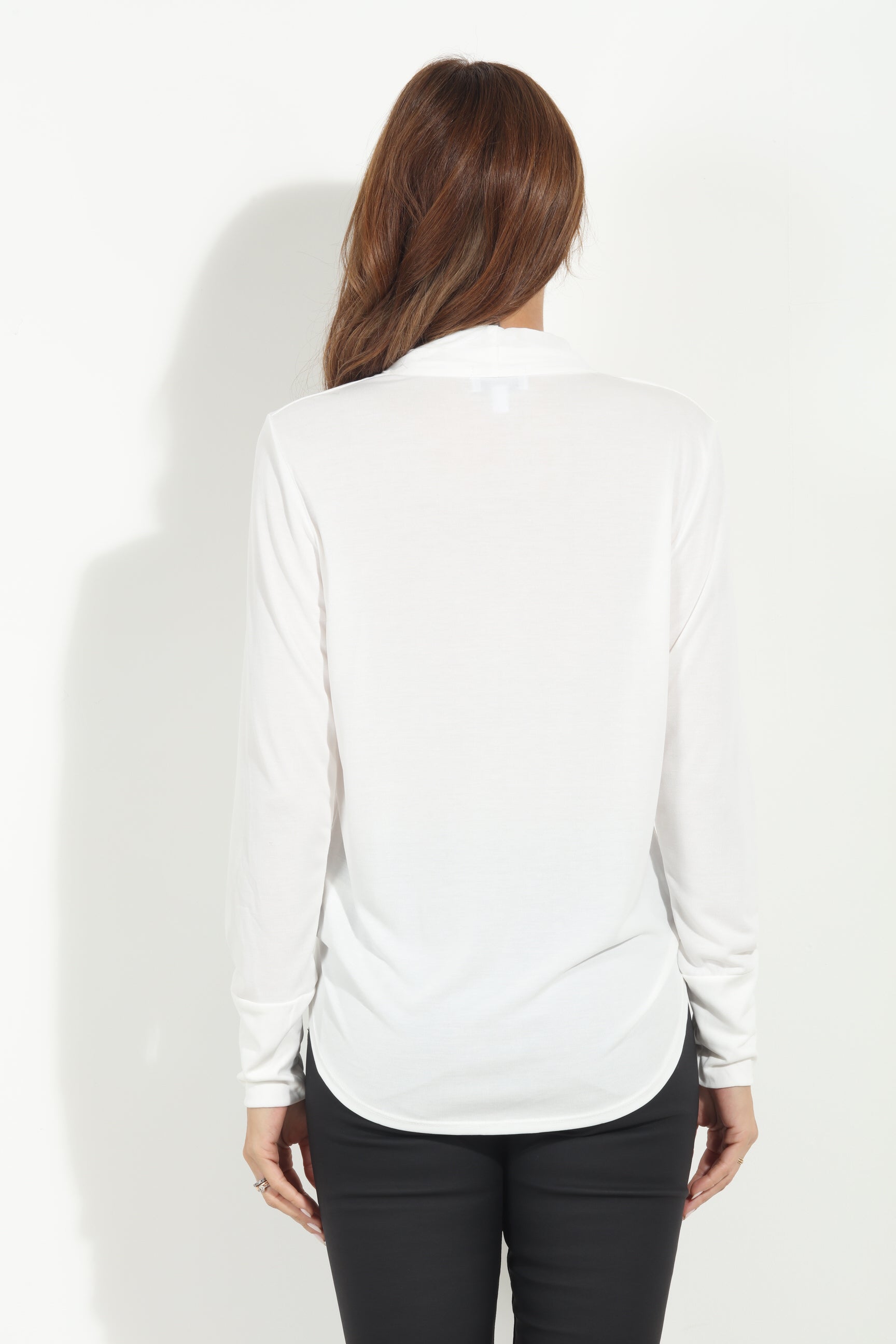 Ivory Cupro Draped Surplice Top-BEST SELLER