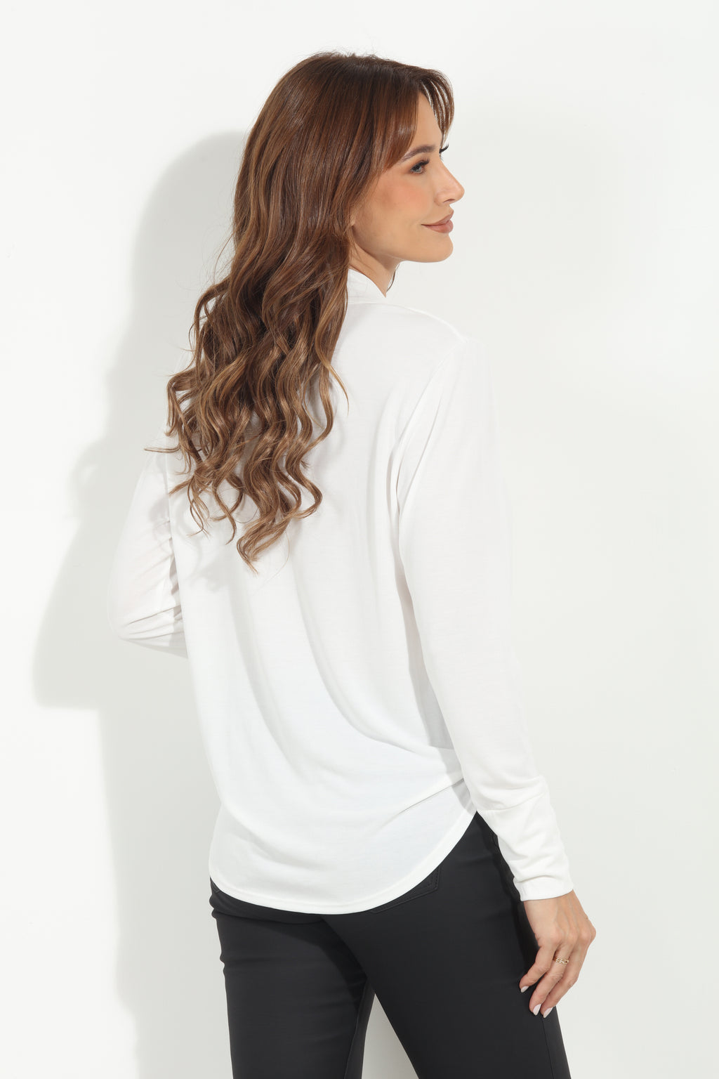 Ivory Cupro Draped Surplice Top-BEST SELLER