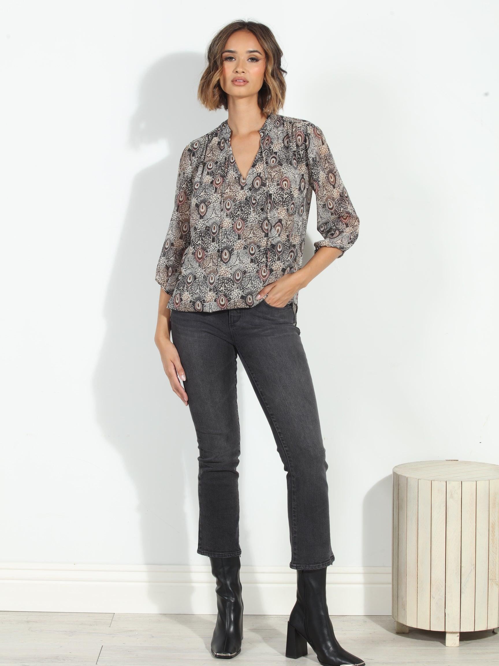 Catia 3/4 Sleeve Surplice Blouse-BEST SELLER