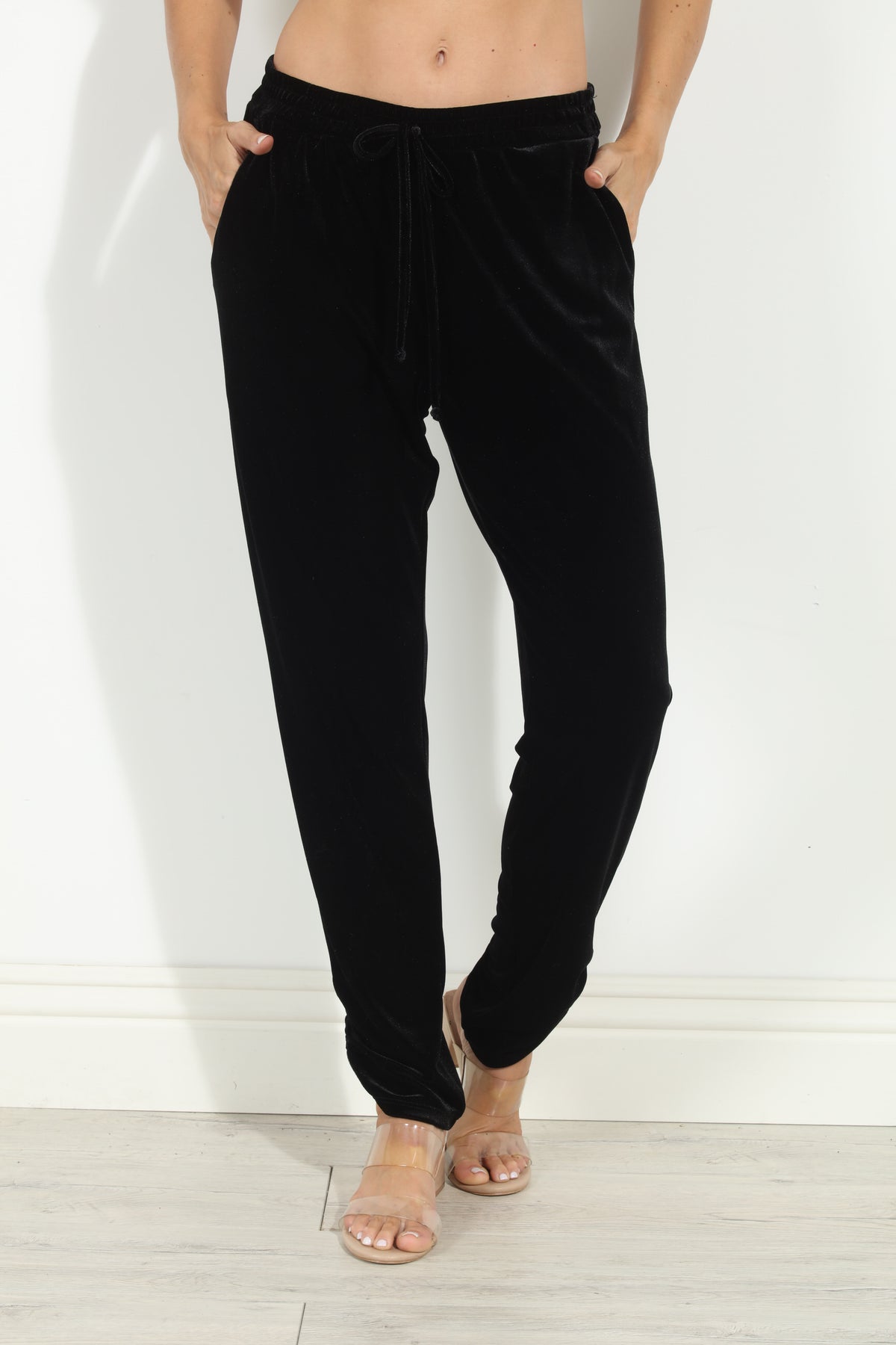 Black Velvet Stretch Joggers-BEST SELLER